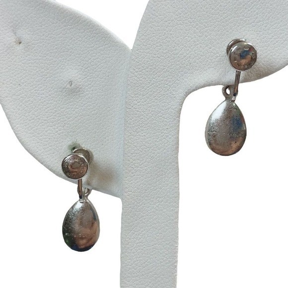 Vintage Sterling Lamode Pearl Screw Back Drop Dangle Earrings Old Money Coastal