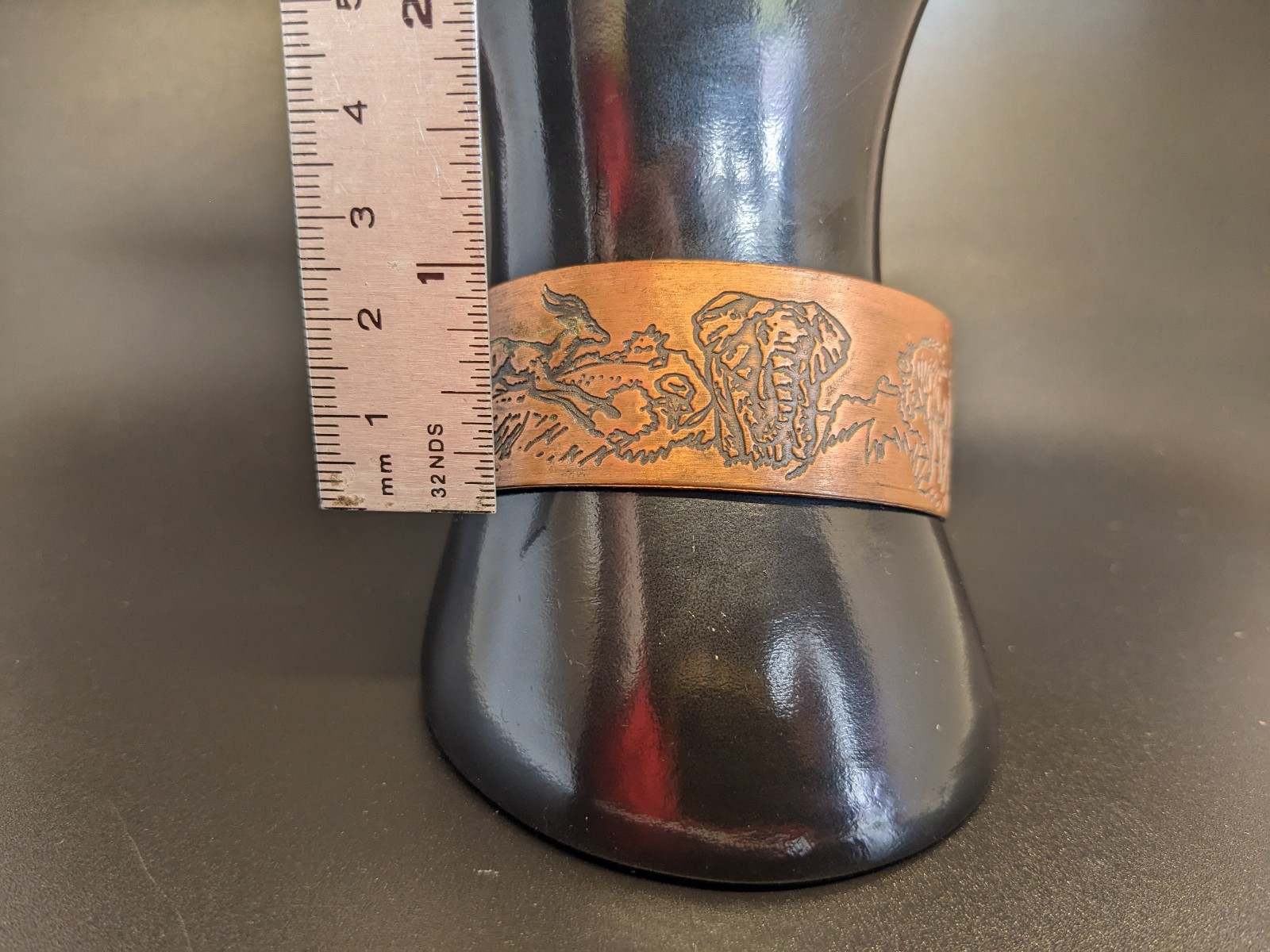 Vintage Safari Animals Engraved Copper Cuff Bracelet