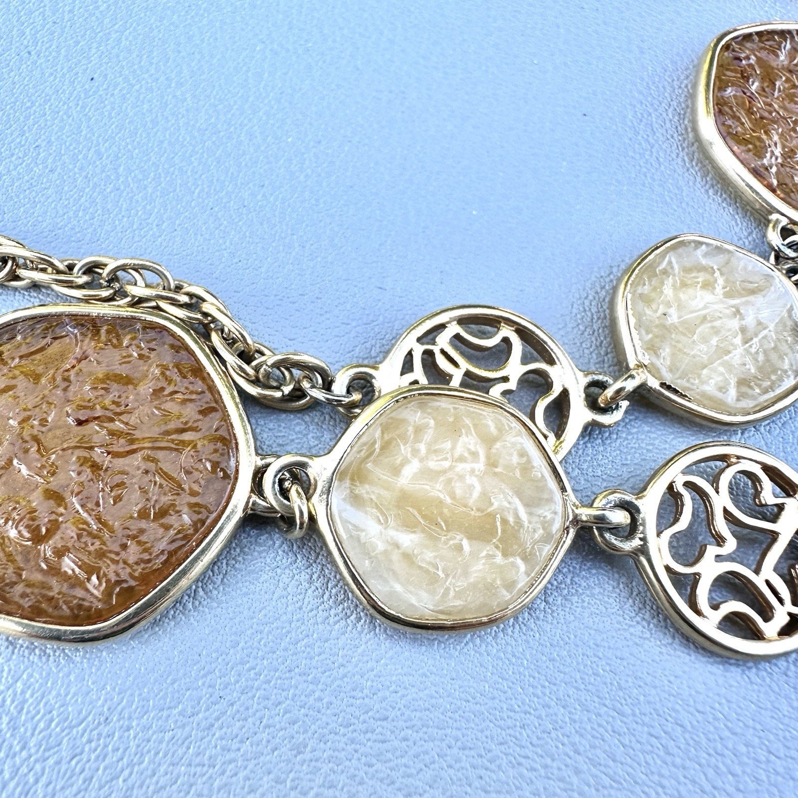 Sarah Coventry “Taste of Honey” Vintage Necklace Faux Amber 1974 Gold Tone 37”