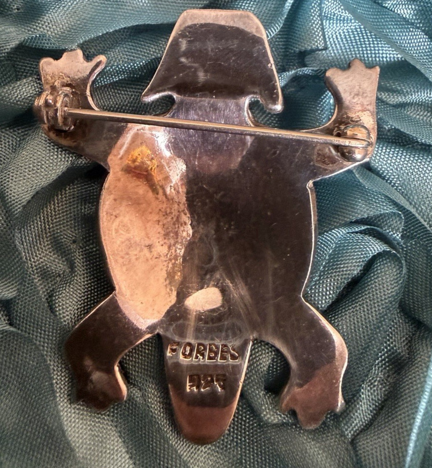 Vintage Forbes 925 Sterling Silver Frog Brooch Pin Southwestern Tribal Artisan