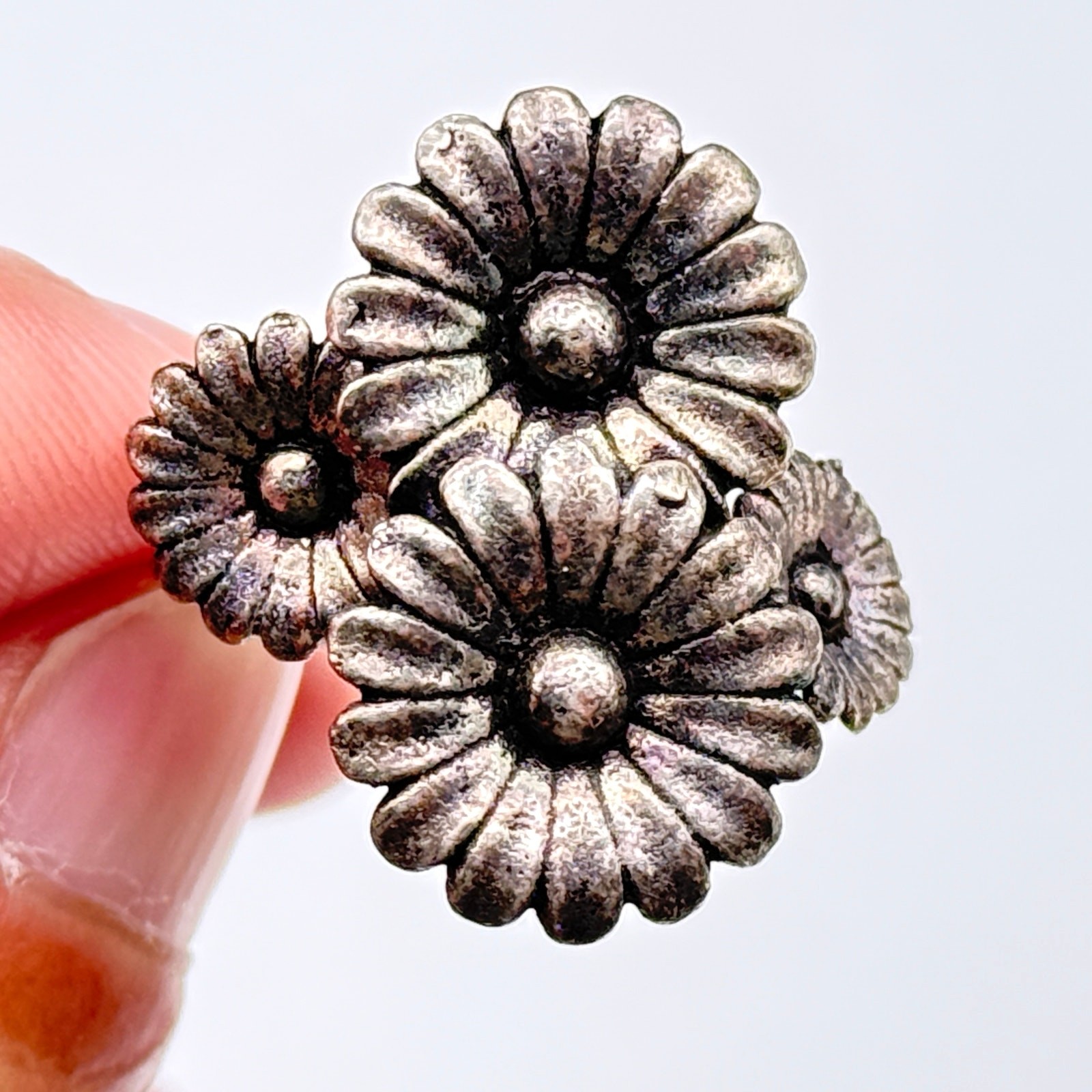 Vintage Daily Flower Sterling Silver Ring Size 10