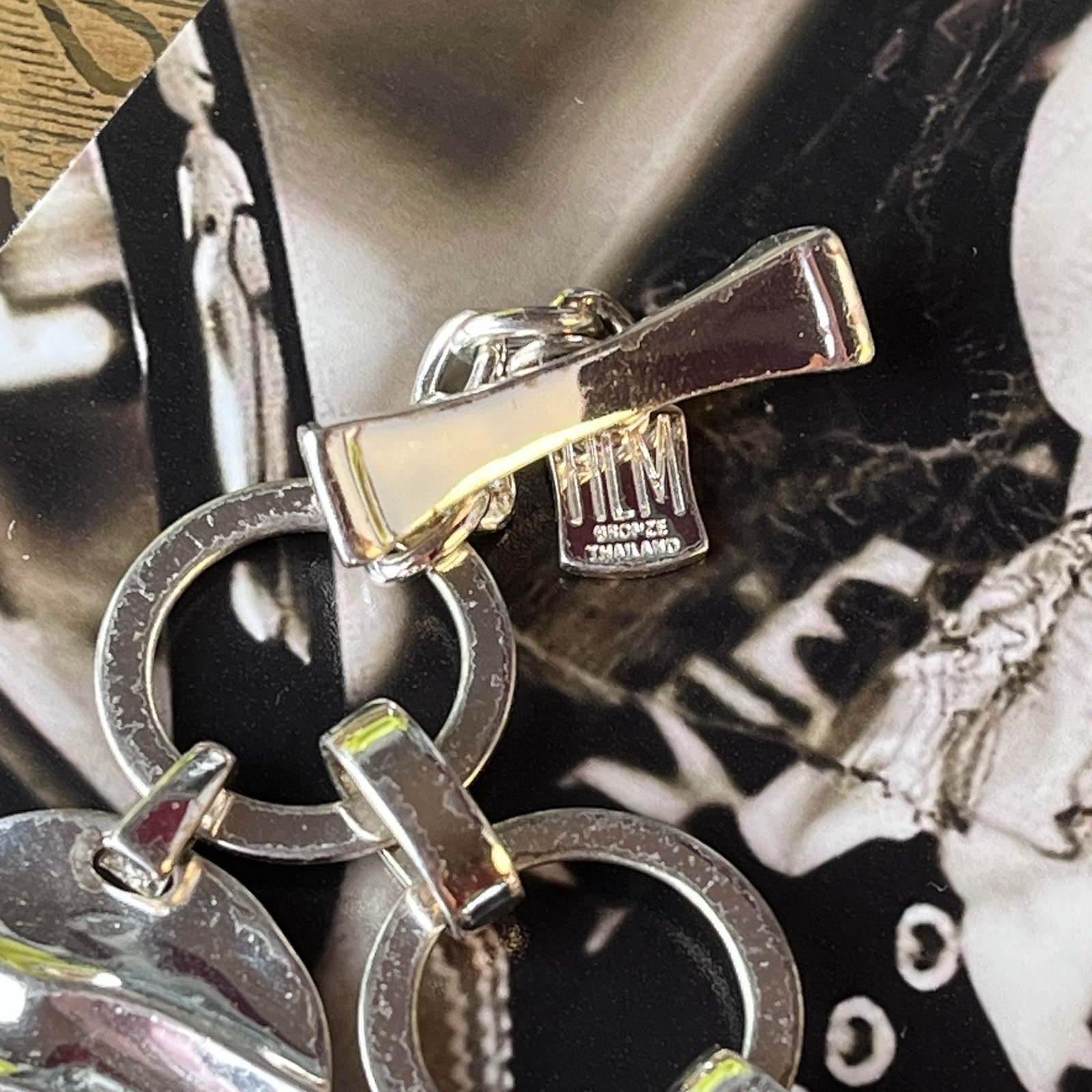 Vintage HLM Thailand Silver Plated Bronze Bracelet – Toggle Closure – 6.25”
