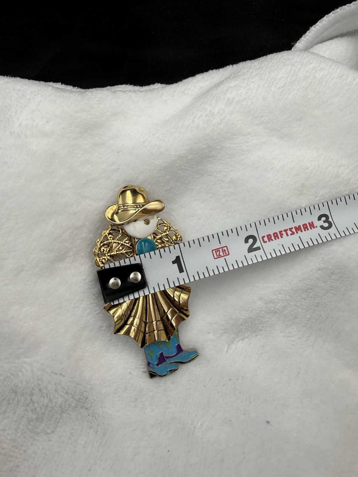 OTC Vintage Angel Cowgirl Novelty Brooch Pin Gold Tone Western Jewelry Gift