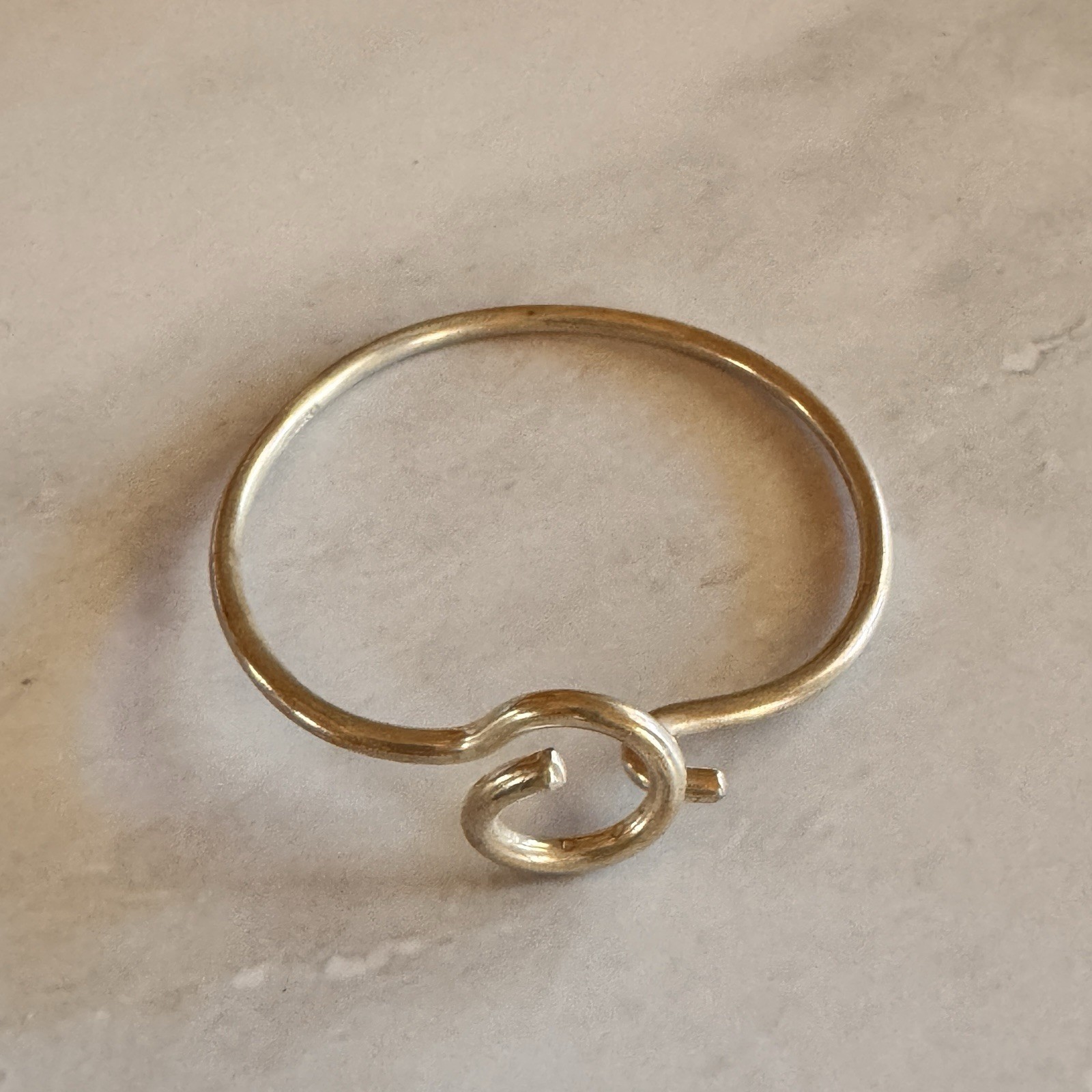 Sterling Silver Modernist Hook Clasp Bangle Bracelet 12.9g Minimalist
