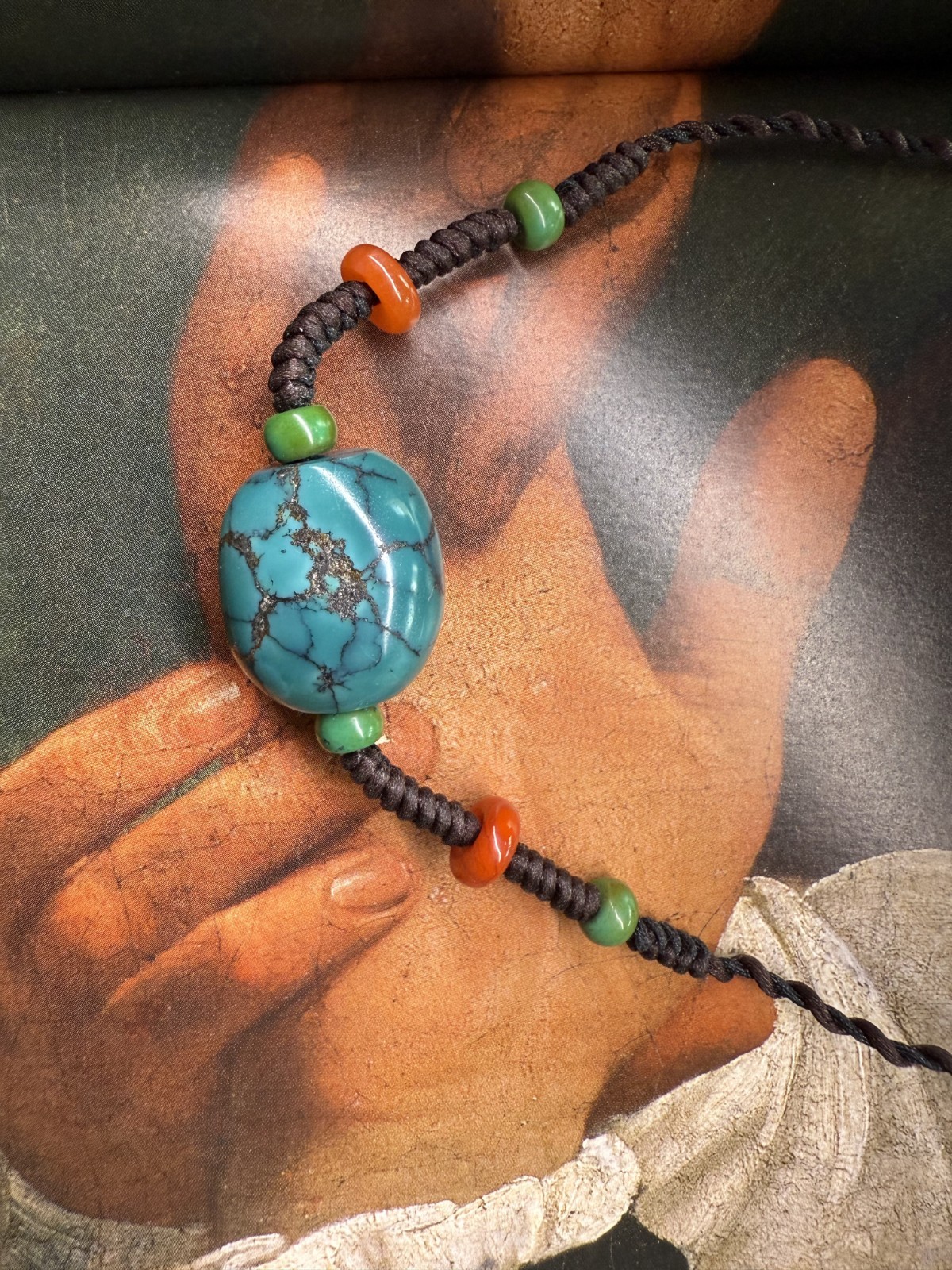 Vintage Tibetan Turquoise Bead Necklace | Handcrafted Traditional Amulet