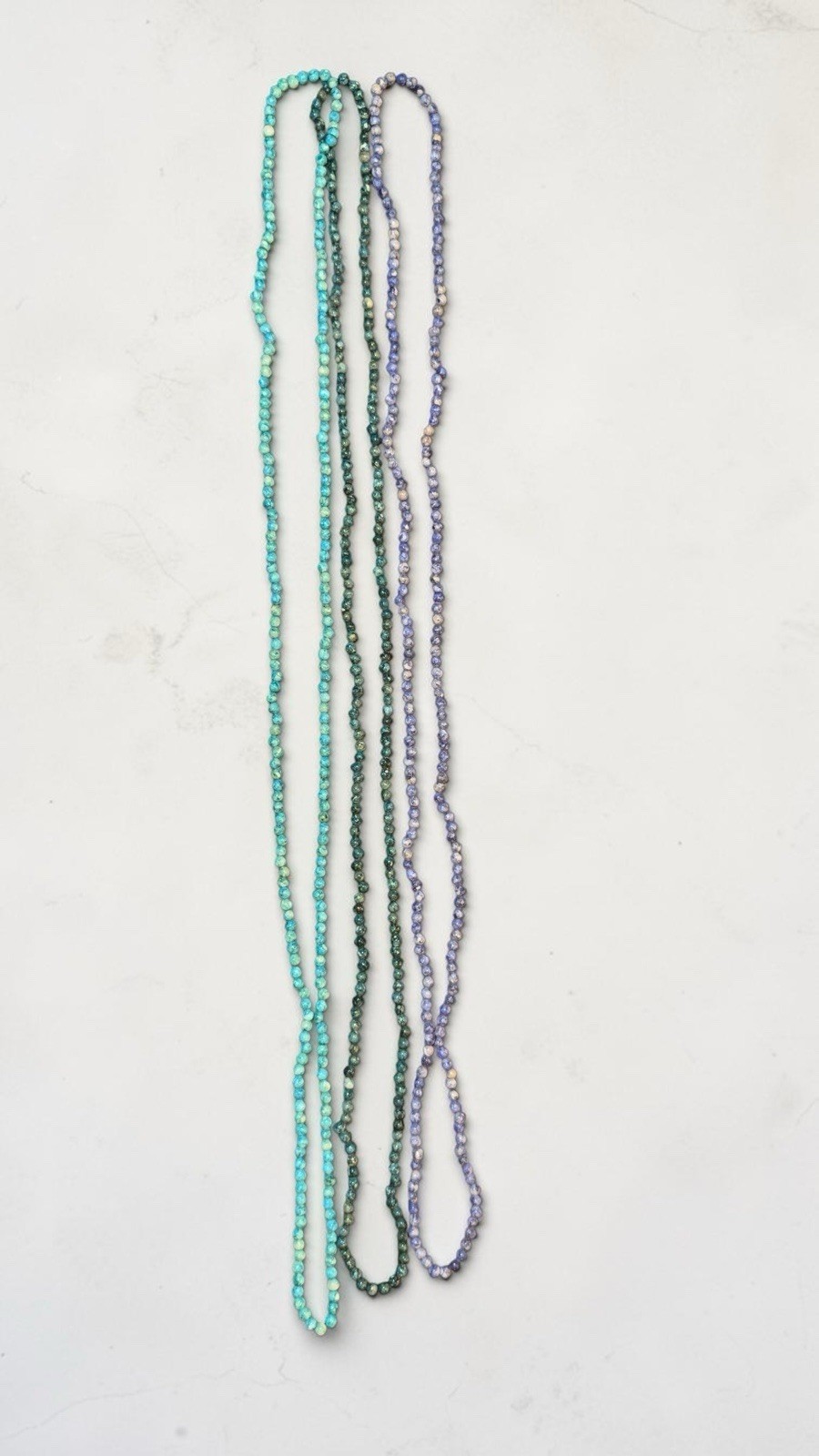 Vintage 80s Blue Green Beaded Twist Necklace Lot Multi Strand No Clasp Statement
