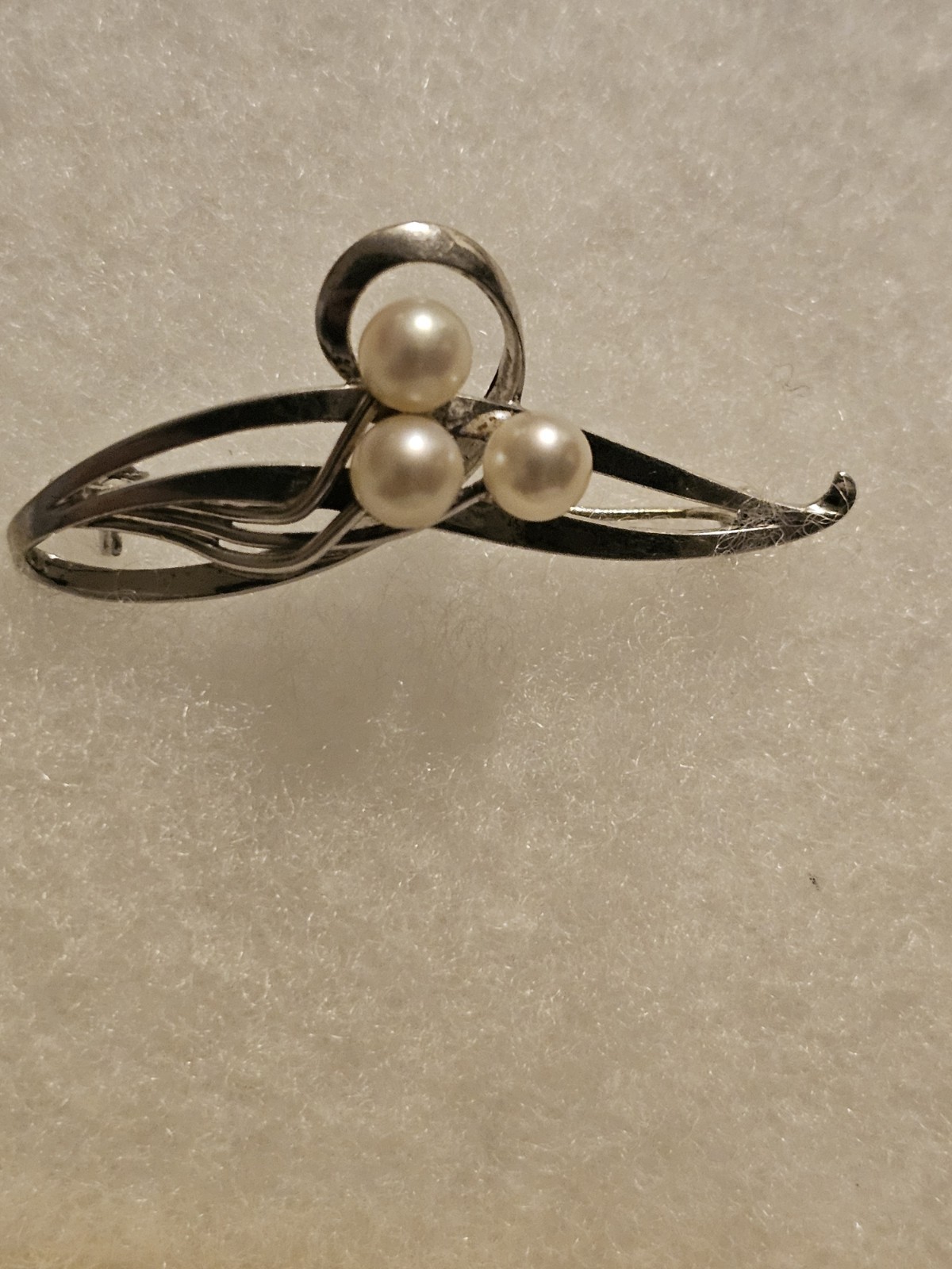 Mikimoto Sea Pearl Akoya sterling silver Brooch Japan,1980s, 3.9 g. Vintage.