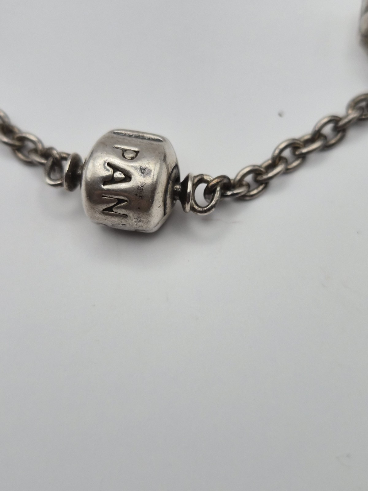 Vintage PANDORA Bracelet Rare Estate Jewelry Station Chain Design Marked PANDORA