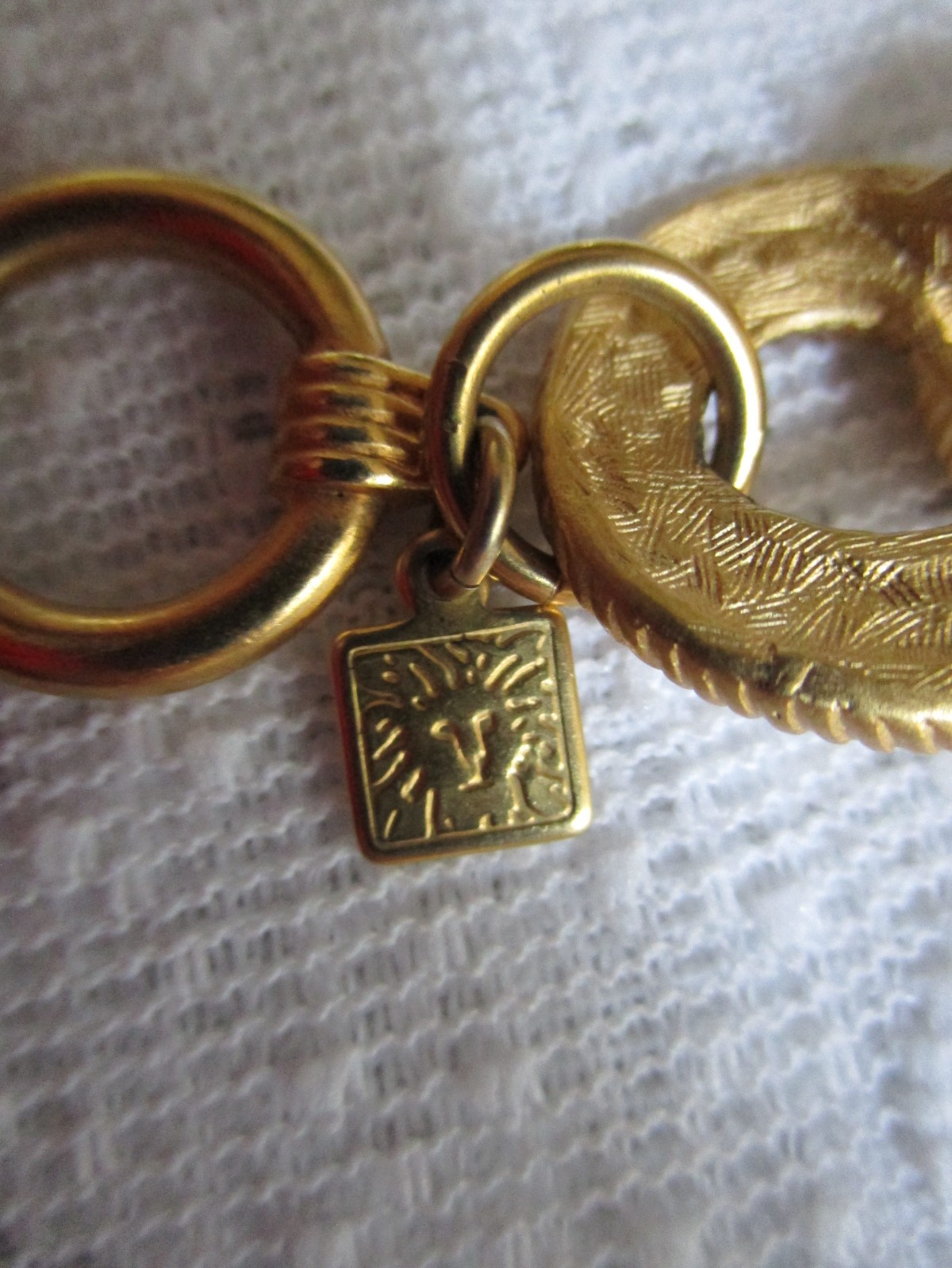 Vintage Anne Klein Necklace Chunky Texture Double Rope Link Signed 18” L XLNT