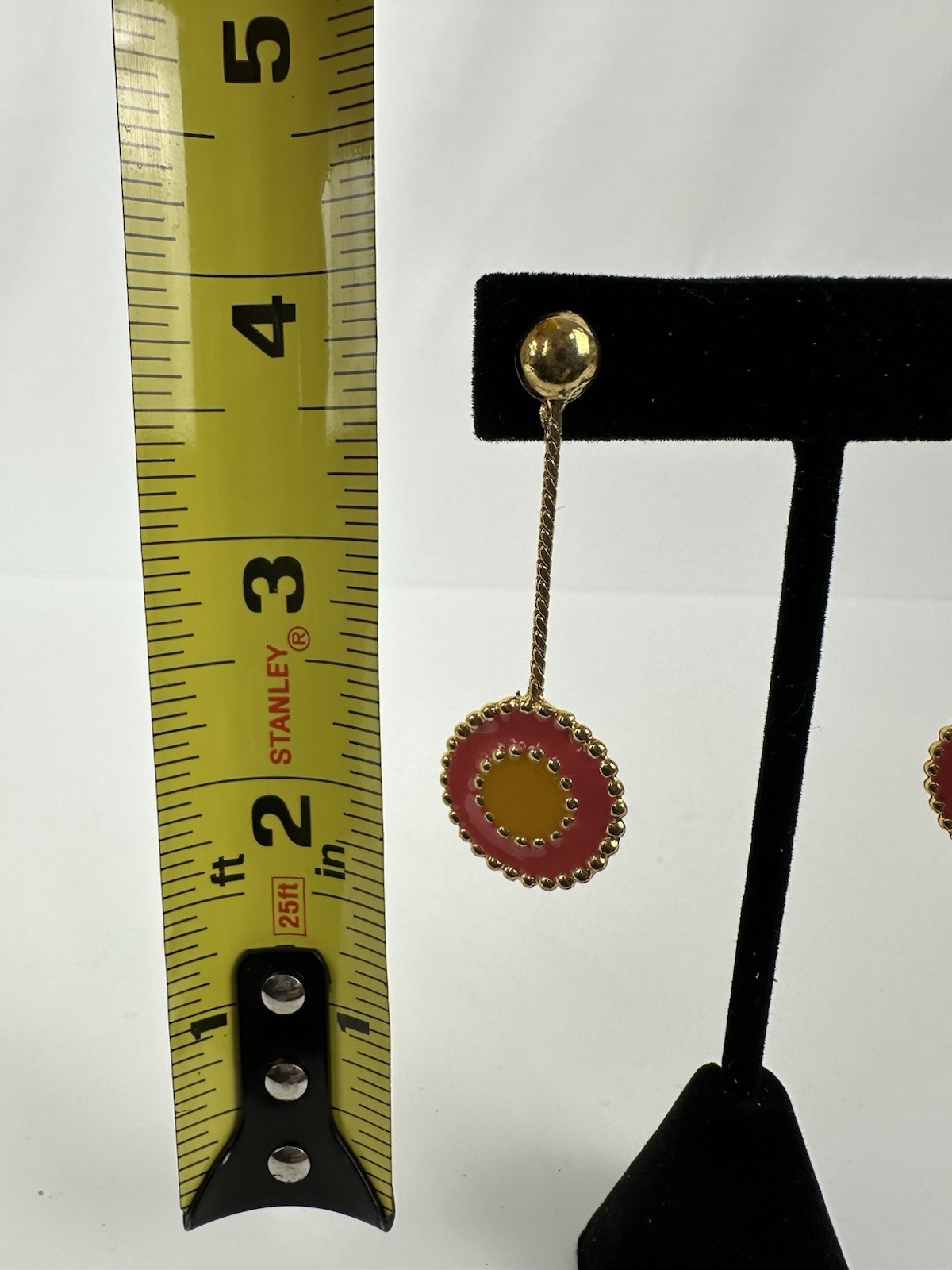 Vintage Clip On Pink And Mustard Yellow Dangle Earrings From Estate