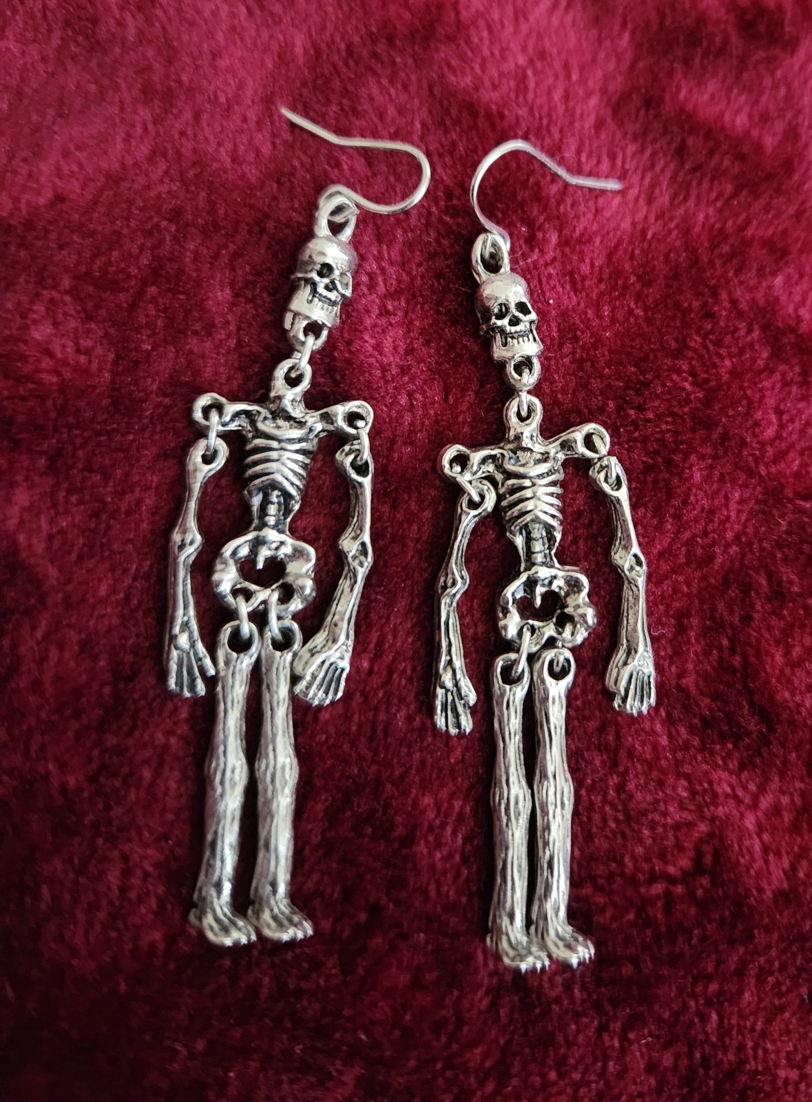 Vintage Hot Topic Articulated Skeleton Dangle Earrings Halloween Goth Punk Emo