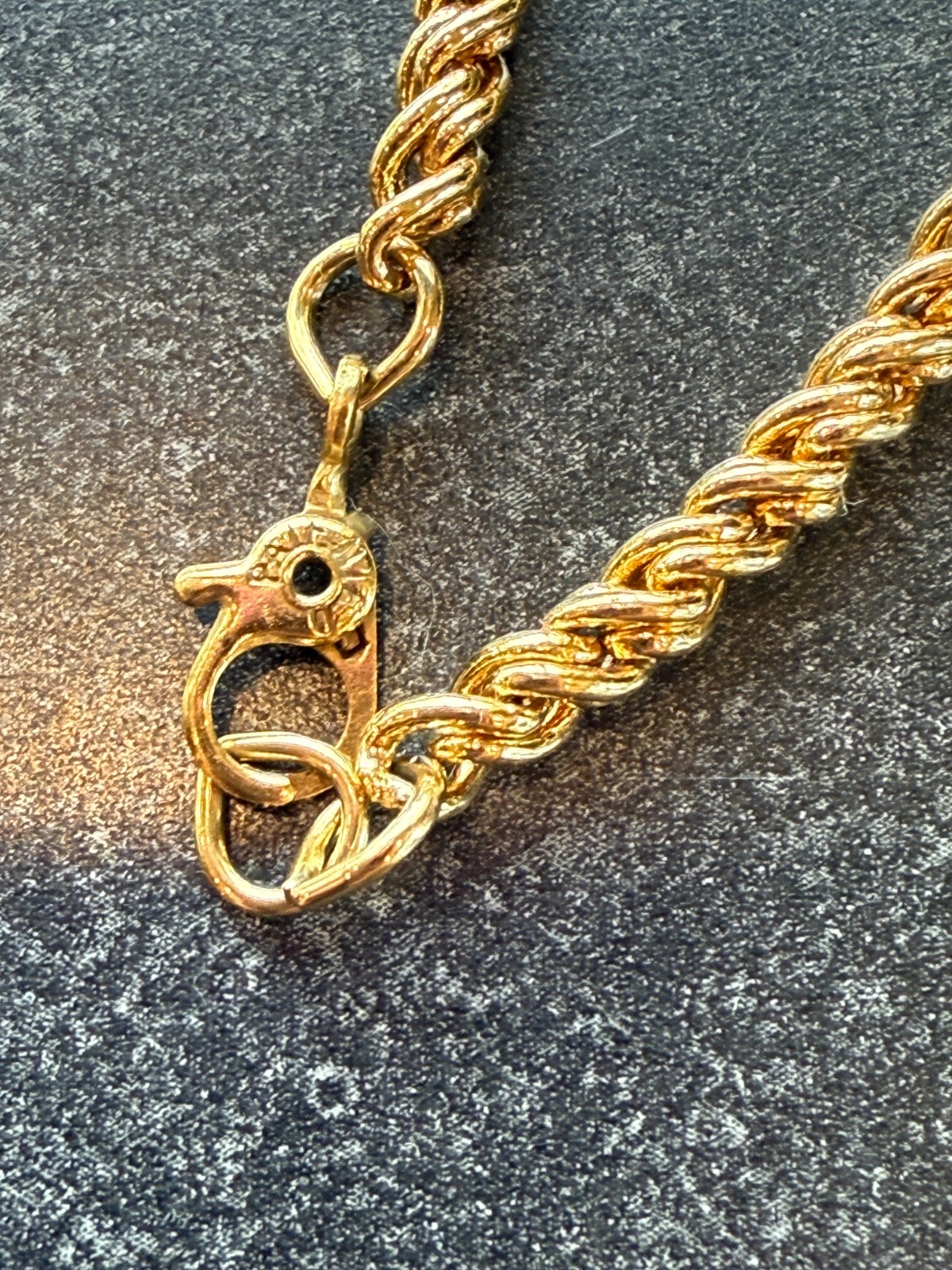 Necklace VTG Monet Gold Tone Rope Braided Chain Sister Clasp Old Patent