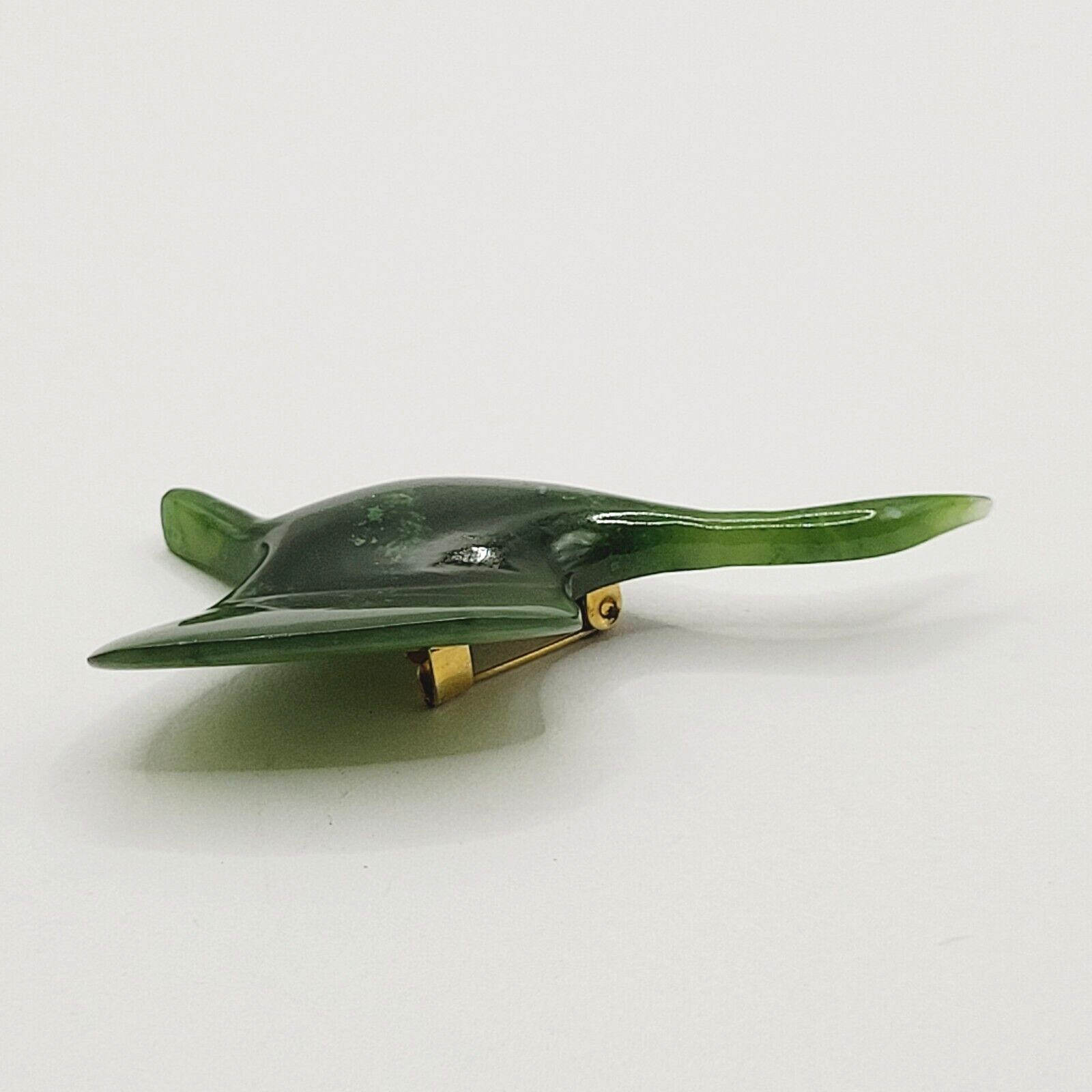 NW Snow Goose Snowgoose Dark Green Jade Brooch Pin Vintage Coldwater Creek 1980s
