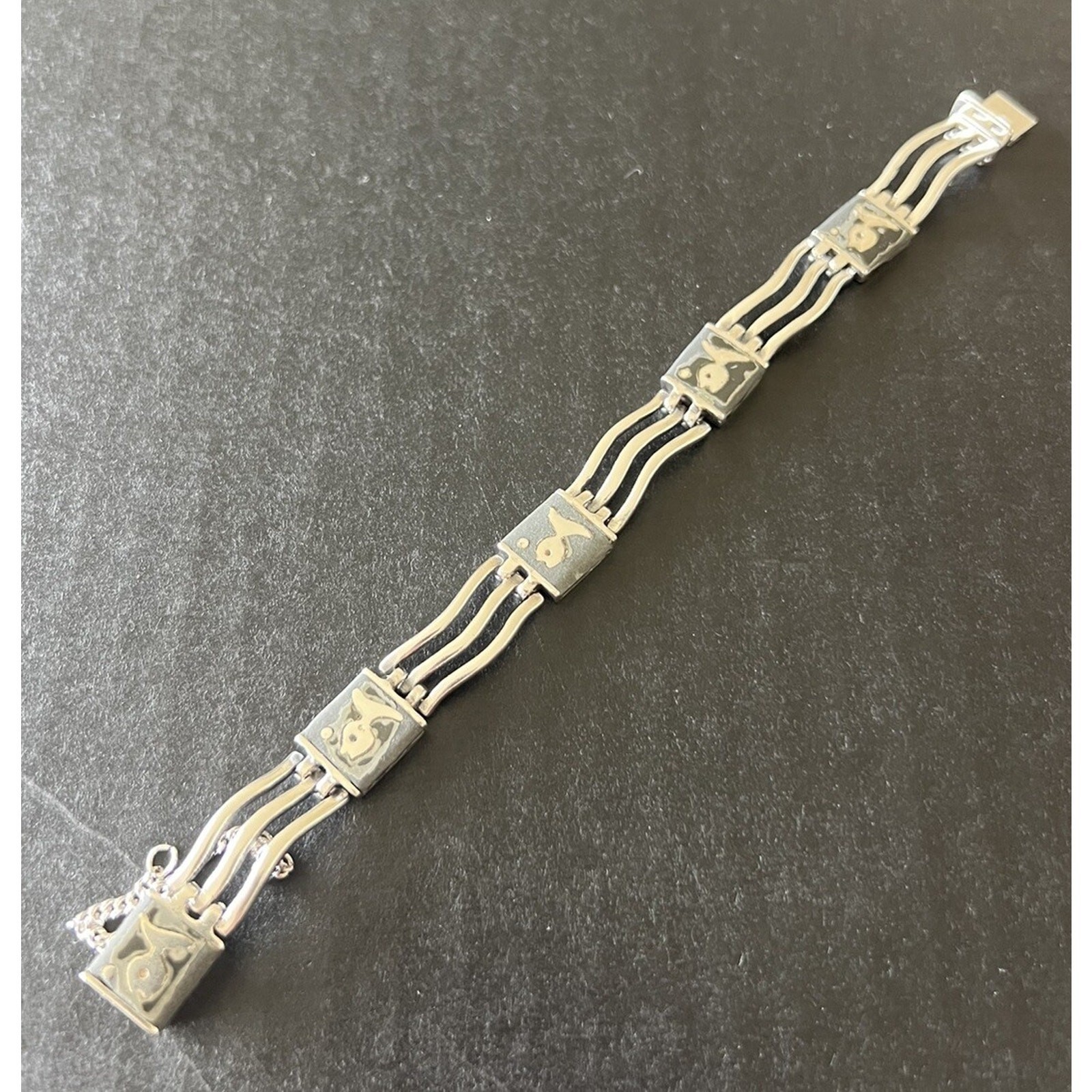Los Castillo Taxco Mexico Sterling Silver Onyx Onix Negro Pisces Bracelet