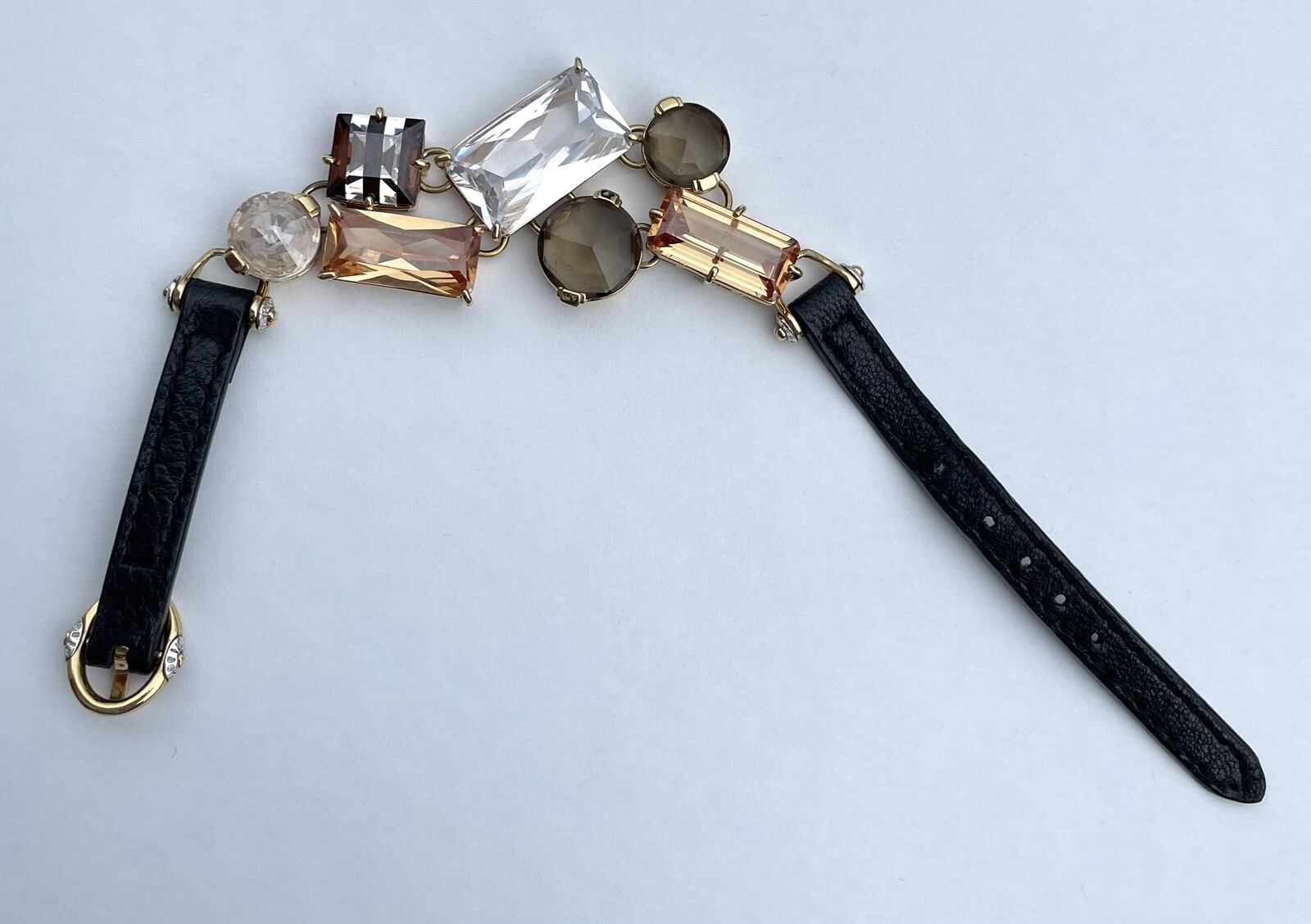 Vintage Bracelet Henri Bendel Gorgeous Stones w Leather Strap