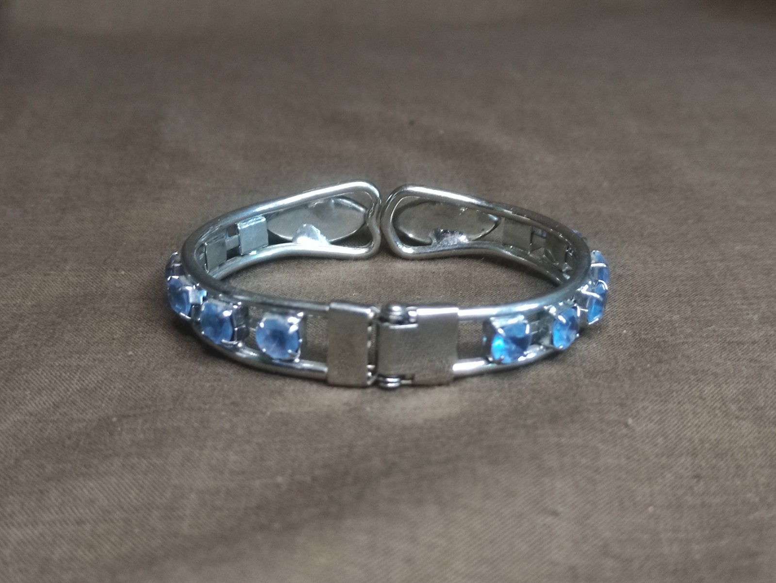 Vintage Bracelet with Blue Faceted Glass Stones Elegant Costume Jewelry USSR