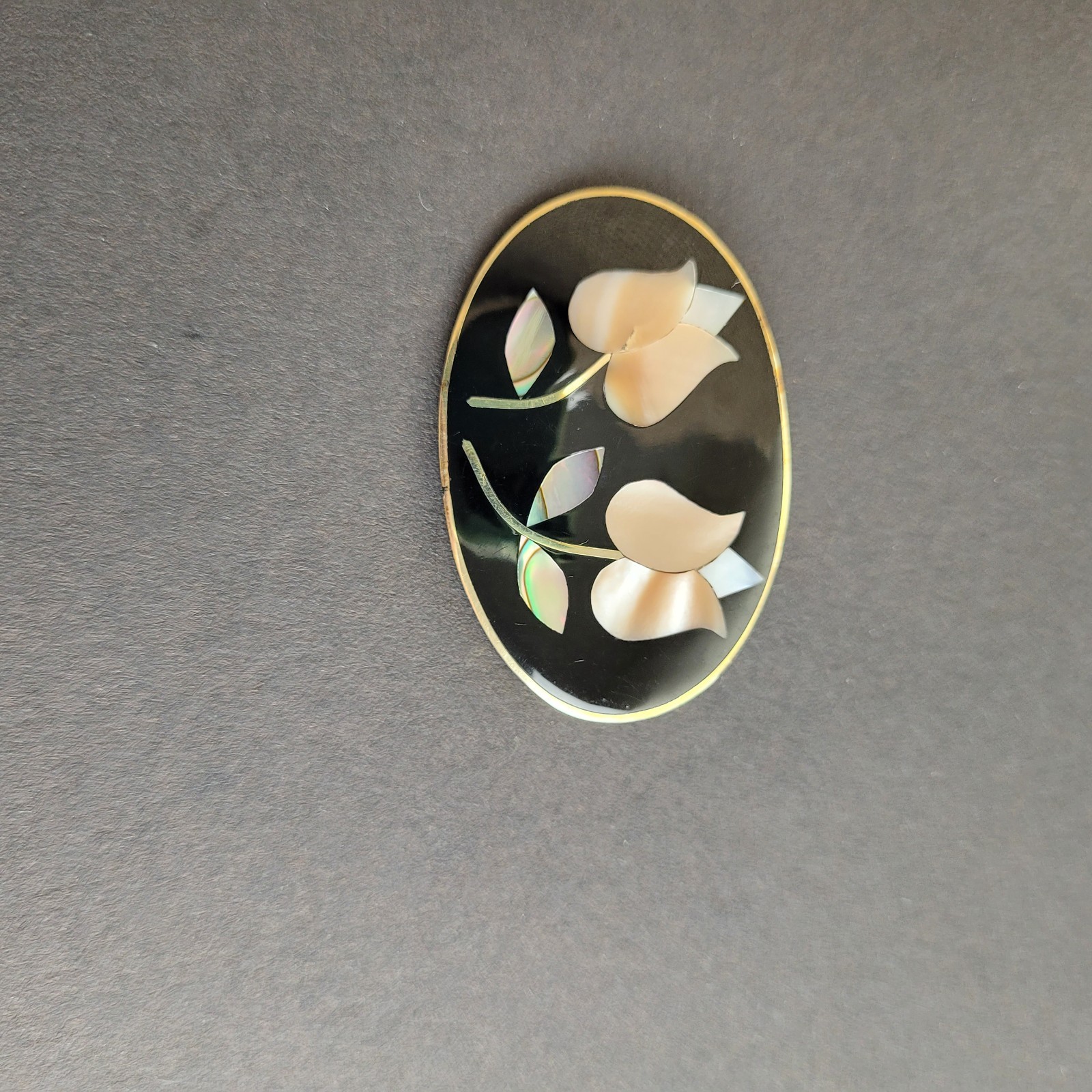 Vintage Alpaca Mexico Abalone Floral Brooch