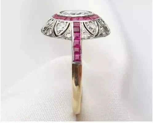 2Ct Art Deco Style Round Cut Lab Created Diamond 14K Yellow Gold FN Wedding Ring