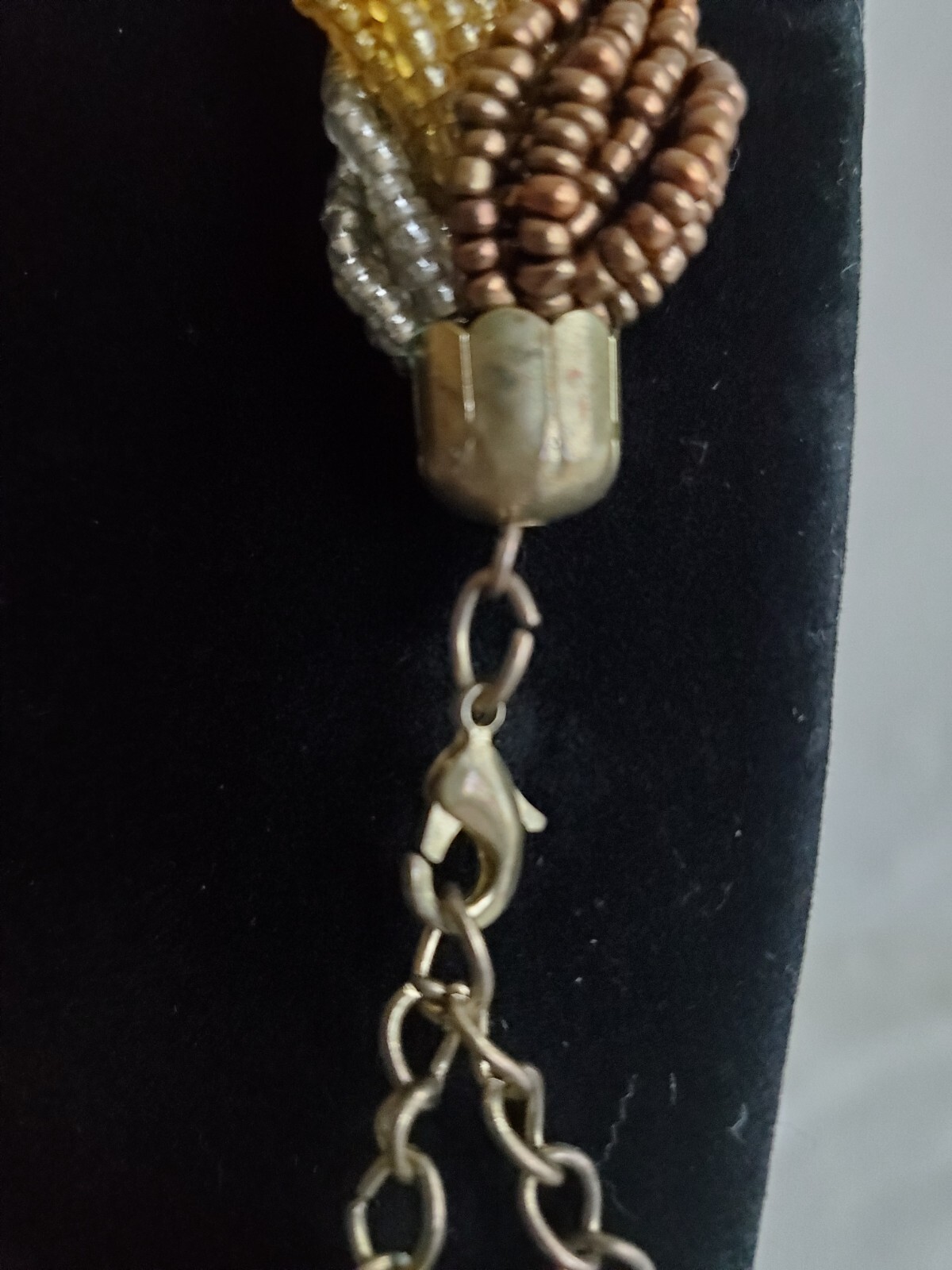 Vintage Braided Multi Strand Metallic Bead Rope Necklace 22 Inches