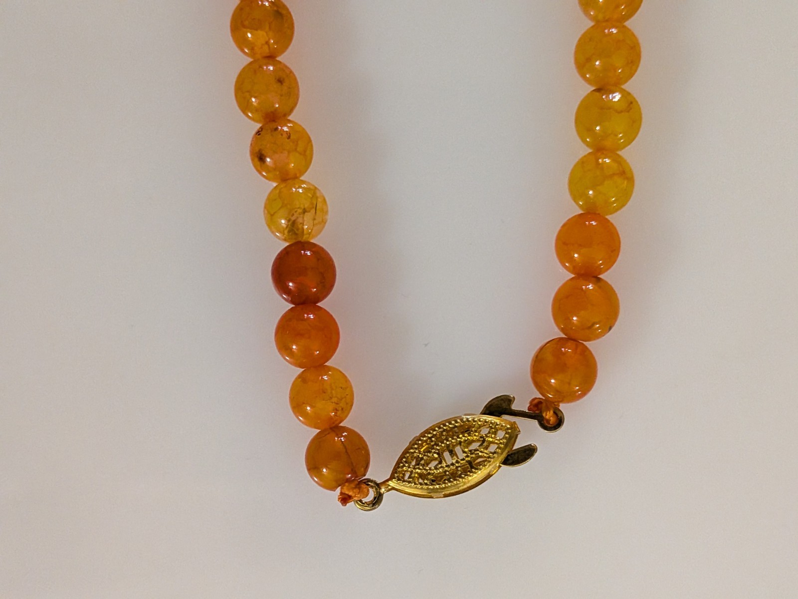 New Agate Natural Stone – Amber, 6- 14 mm Necklace 17.5″ – Gold Closure