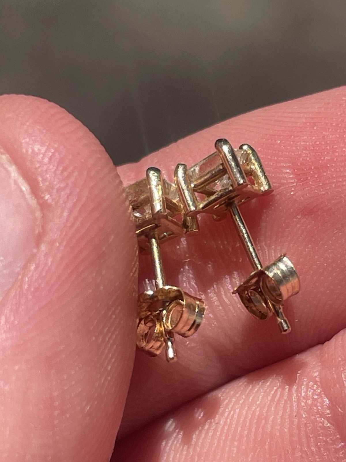 Vintage Estate Diamond Earrings 14K Solid Yellow Gold Clean Set!