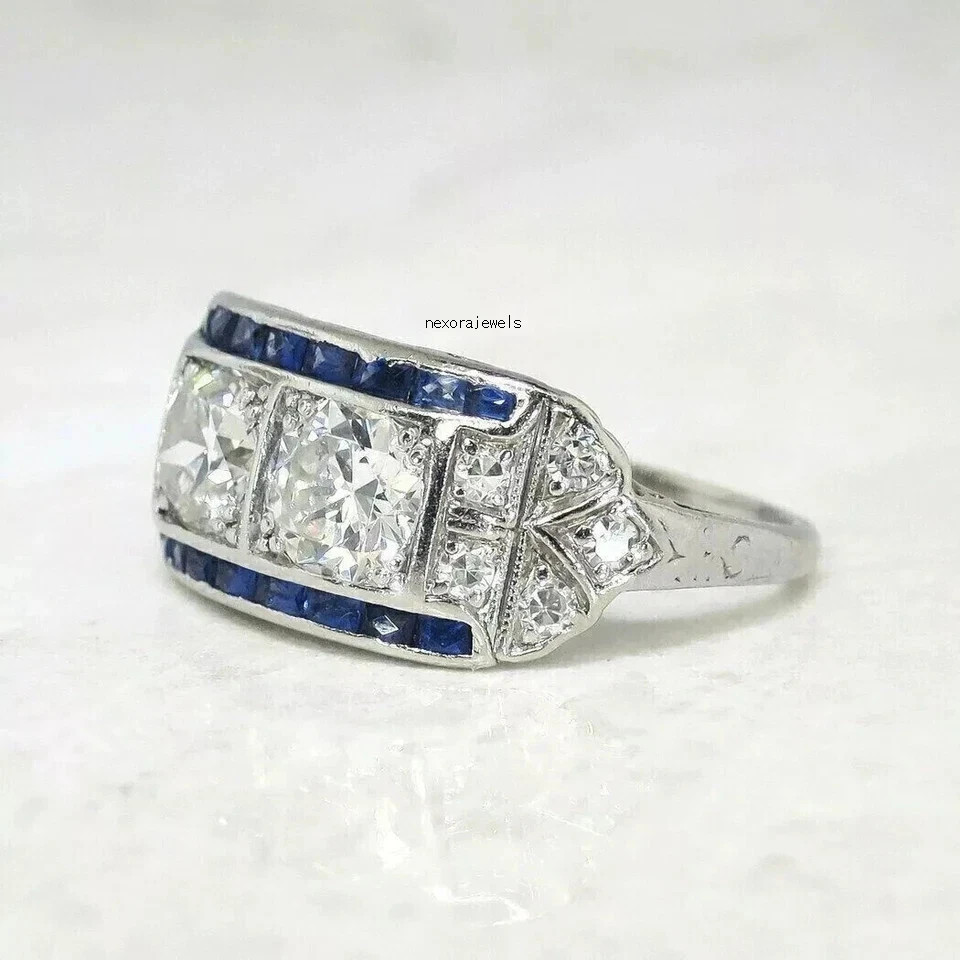 3.05Ct Art Deco Vintage Style Lab Created Diamond Wedding 14K White Gold FN Ring