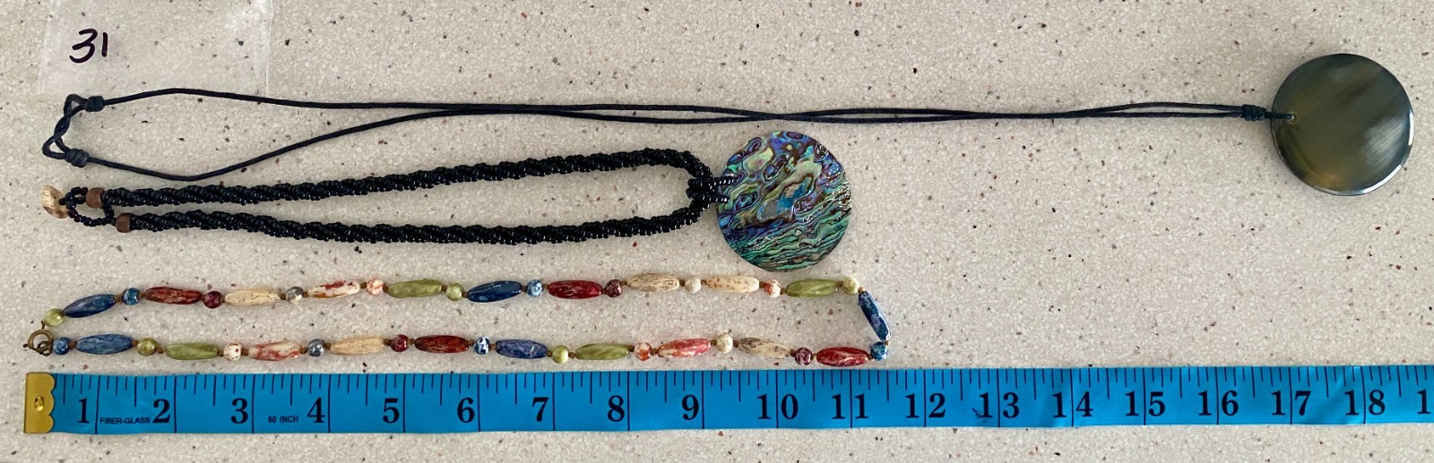 Lot of 3 Vintage Necklace Abalone Shell Picasso Bead Statement Necklaces Artisan