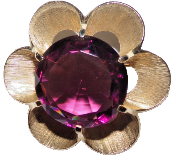CROWN TRIFARI signed Pin with amazing purple stone-OMG!!