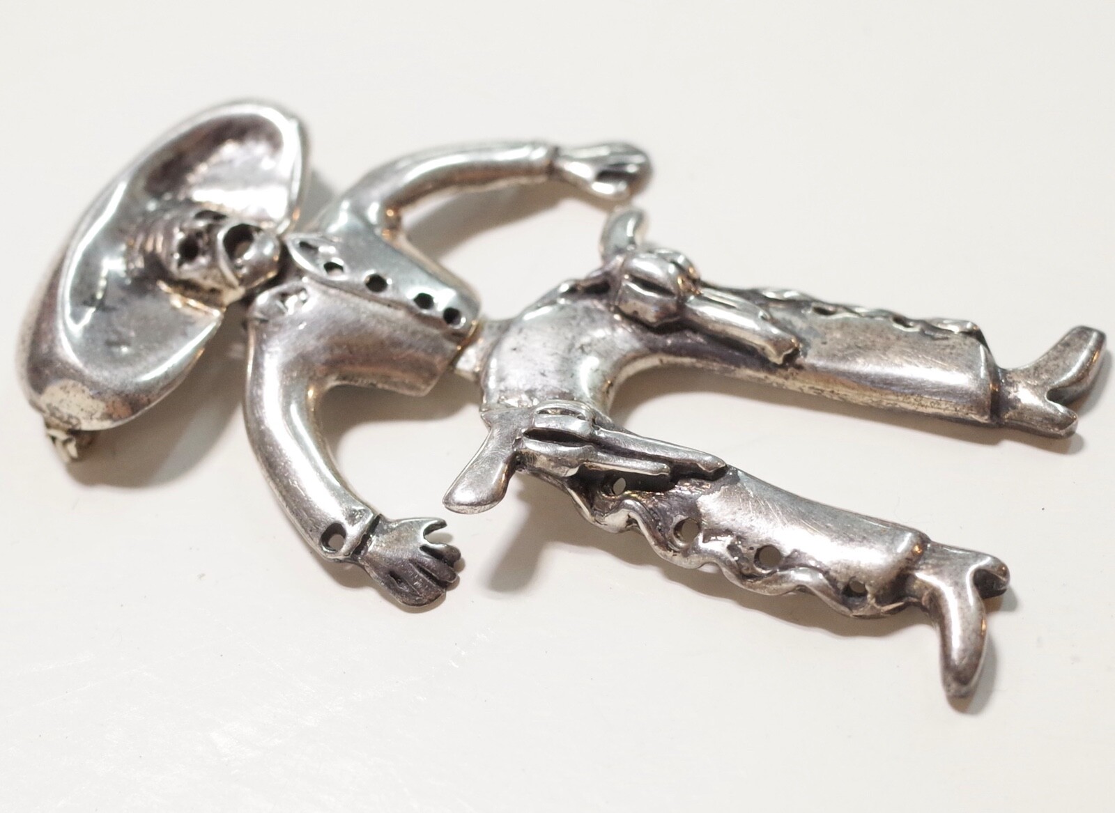 Emilia Mimi Los Castillo .950 Silver Mariachi Vaquero Cowboy BROOCH Taxco Mexico
