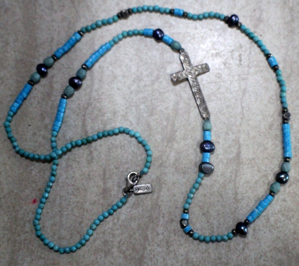 7 Different S silver and Turquoise Beads Necklaces Lot