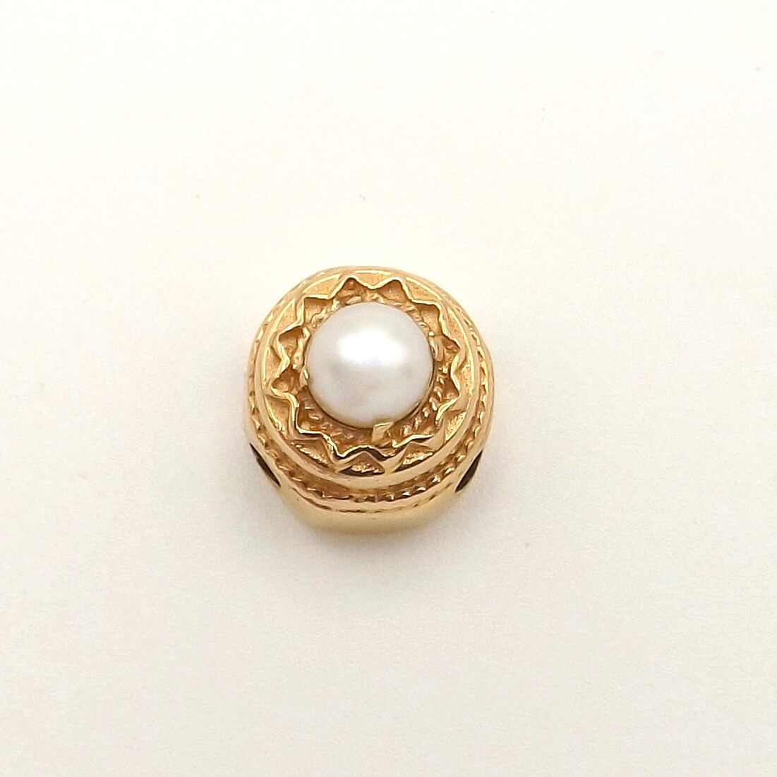 14k Gold Akoya Pearl Slide Bracelet Charm Vintage Wedding Cake Designer MA