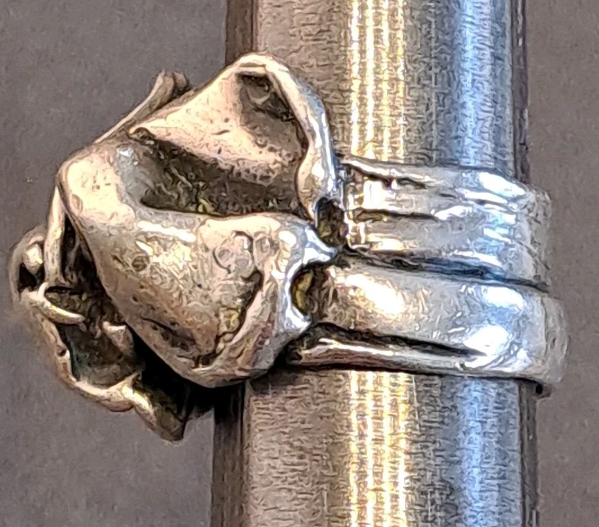 MODERNIST BRUTALIST Sterling Silver DOMED Sculptural Wide Tapered Band Ring 4.25