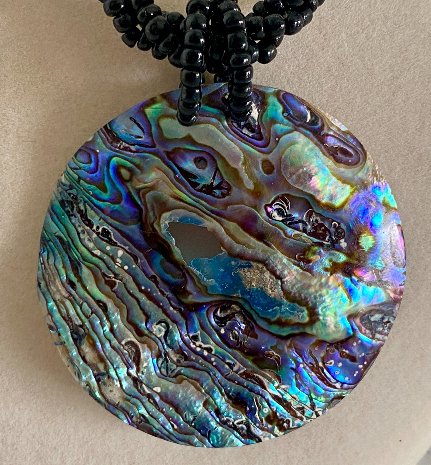 Lot of 3 Vintage Necklace Abalone Shell Picasso Bead Statement Necklaces Artisan