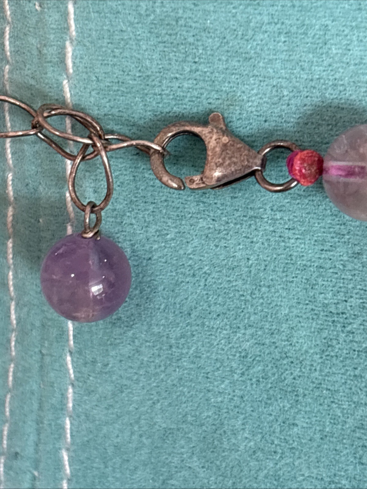 Vintage Chinese Export Sterling Silver Clasp Hand Knotted Amethyst Necklace 20″