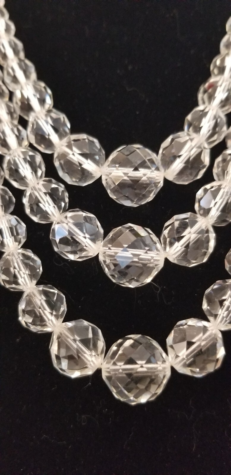 Vintage Multi Faceted Crystal Glass Beaded Necklace On Chain Lot of 2 Stunning