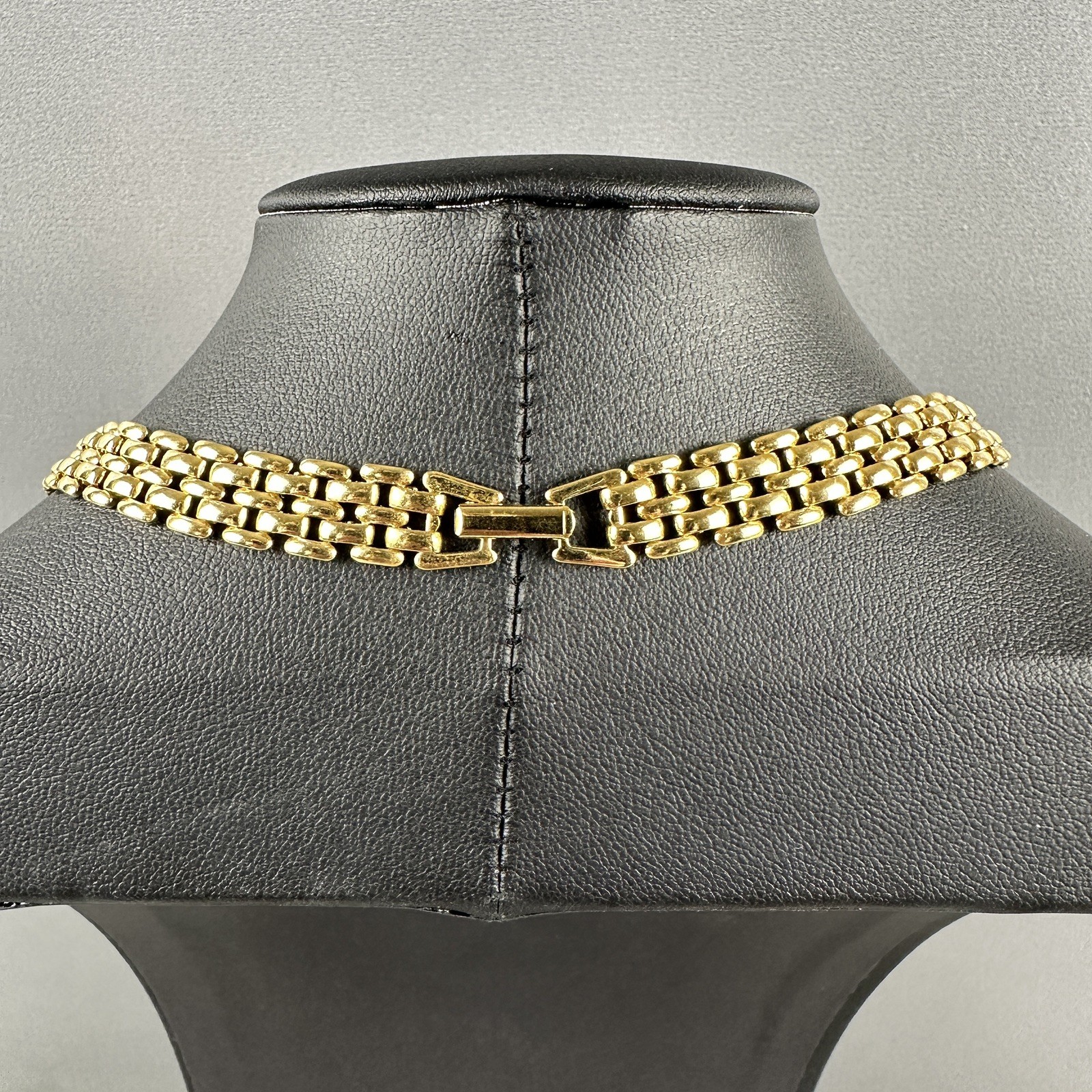 Vintage Mesh Chain Necklace Collar Gold Tone Woven Choker 17″