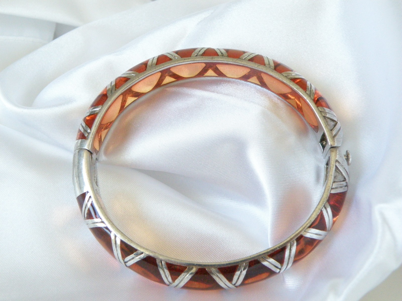 Angelique de Paris Sterling Silver Bamboo Thick Hinged Bracelet 7.5″