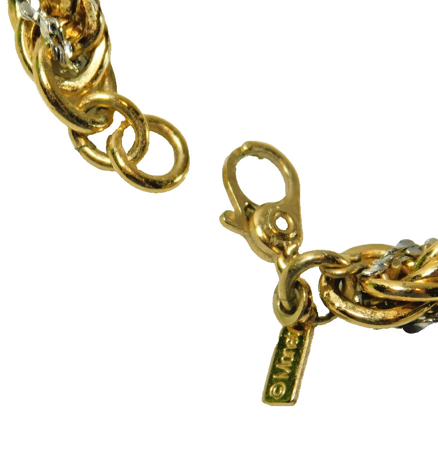 Vintage Monet Gold and Silver Two Tone Thick Twisted Rope Chain 20″ Necklace