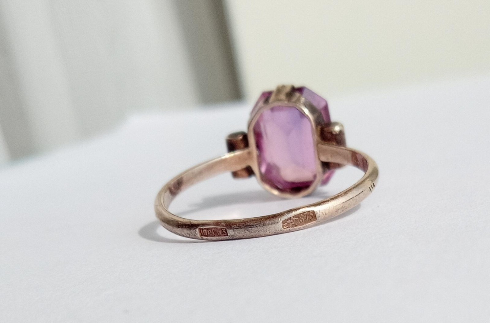 Vintage Ring Purple stone Sterling Silver 875 star USSR times Jewelry size 8.25