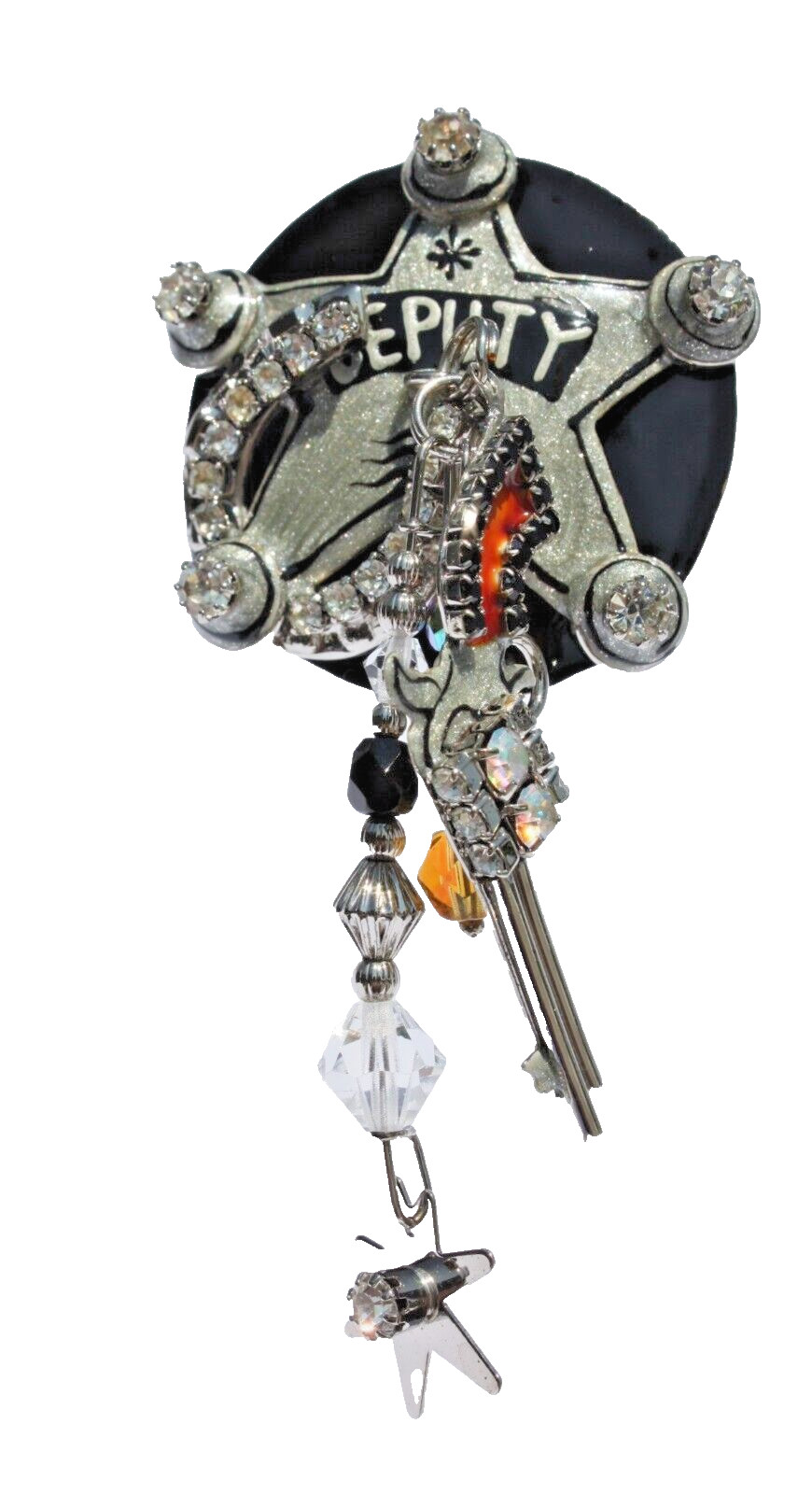 Lunch At The Ritz Earrings Deputy Sheriff Gun & Horseshoe Black Silver Western