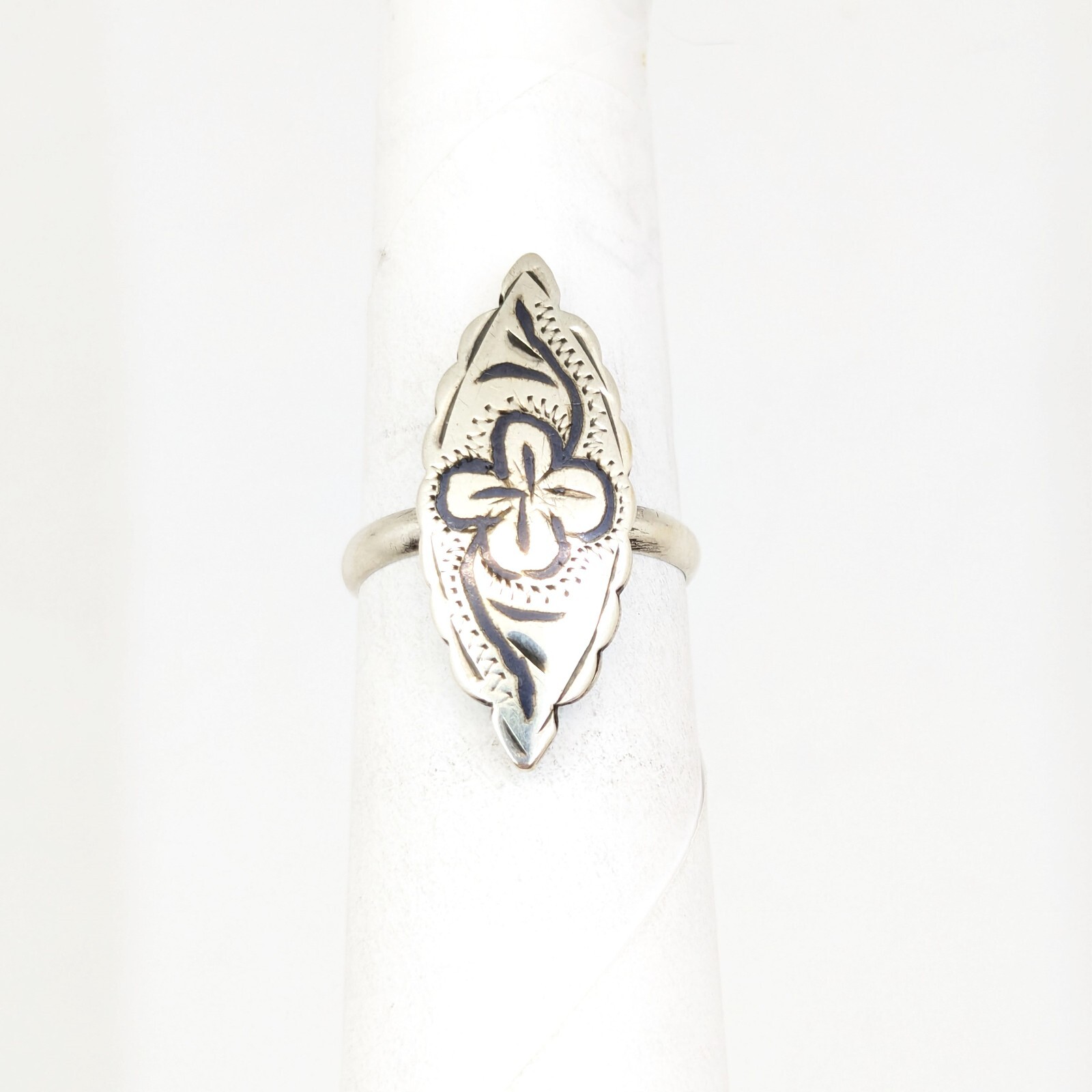Vintage RING Silver⭐925 stamp Star USSR with Blackening -size: 7US (17.5mm)| #20