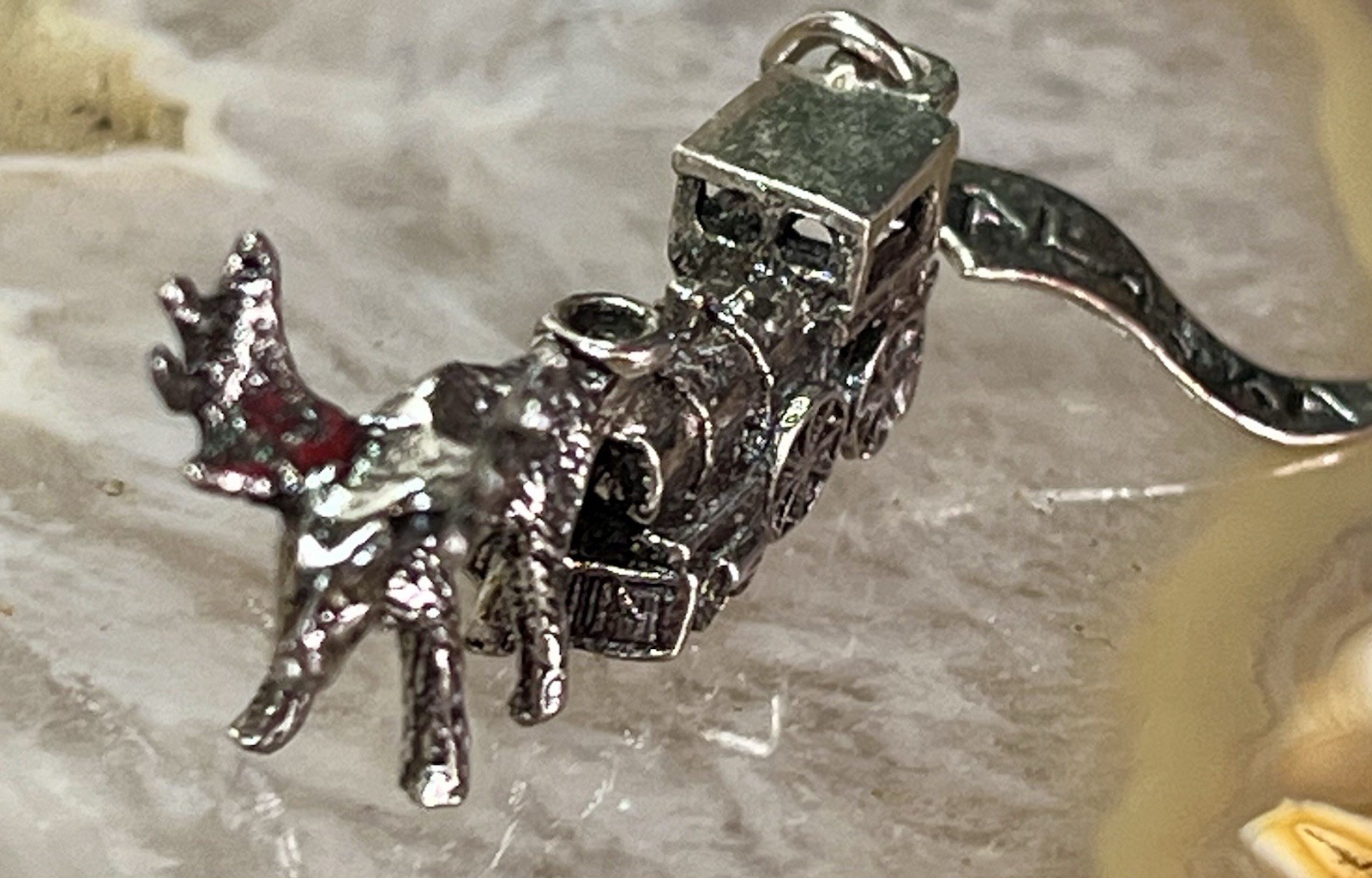 VTG 925 Alaska Souvenir 3D Moose & Locomotive Charm Sterling Silver Signed JP