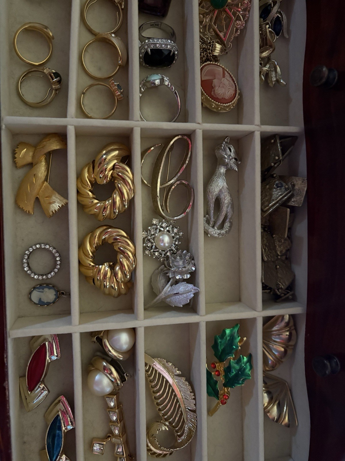 7 Tier Jewelry Box Full Of Trifari , Avon, Coro, Napier, Swarovski And Unbranded