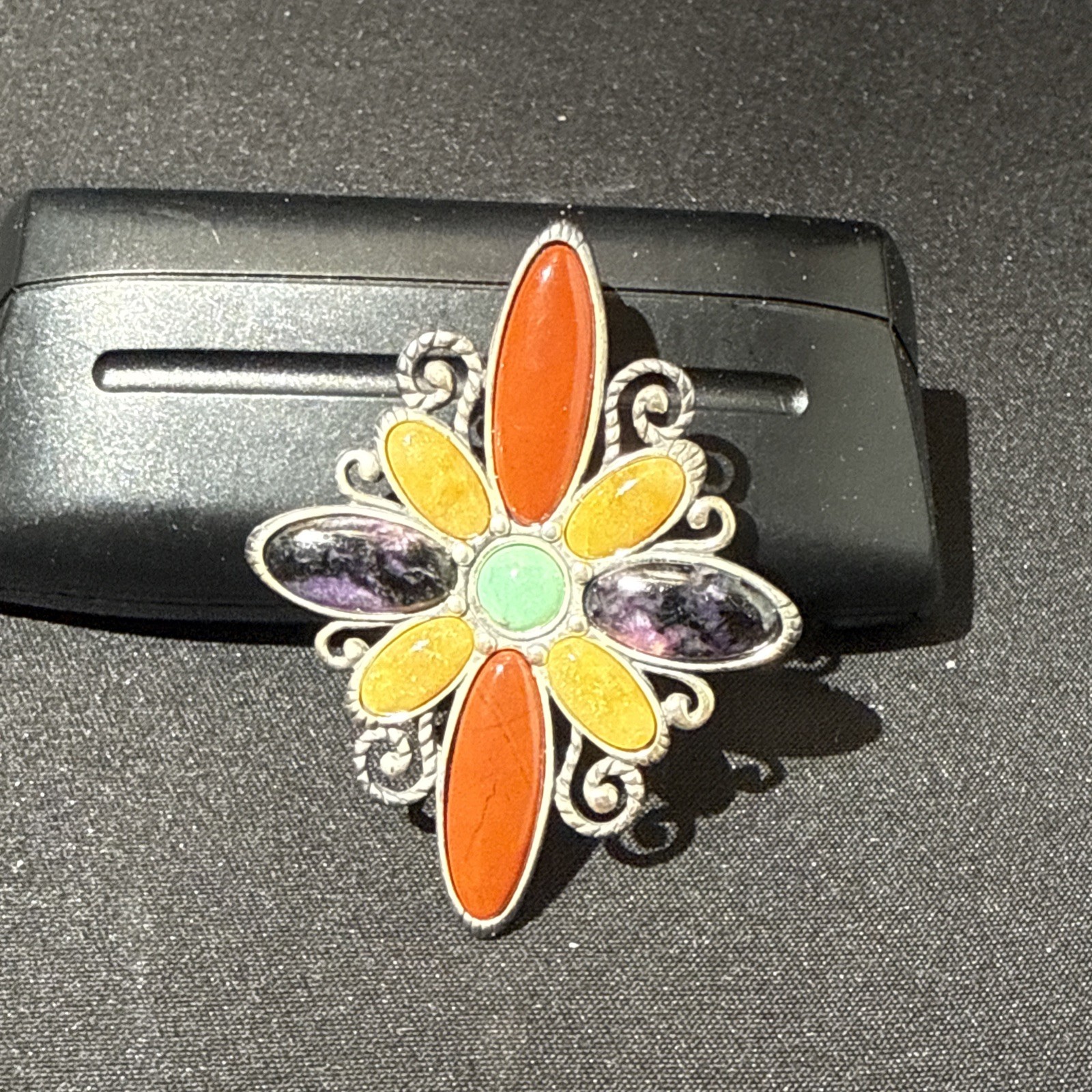 Carolyn Pollack Relios Brooch Sterling Silver Color Burst cross