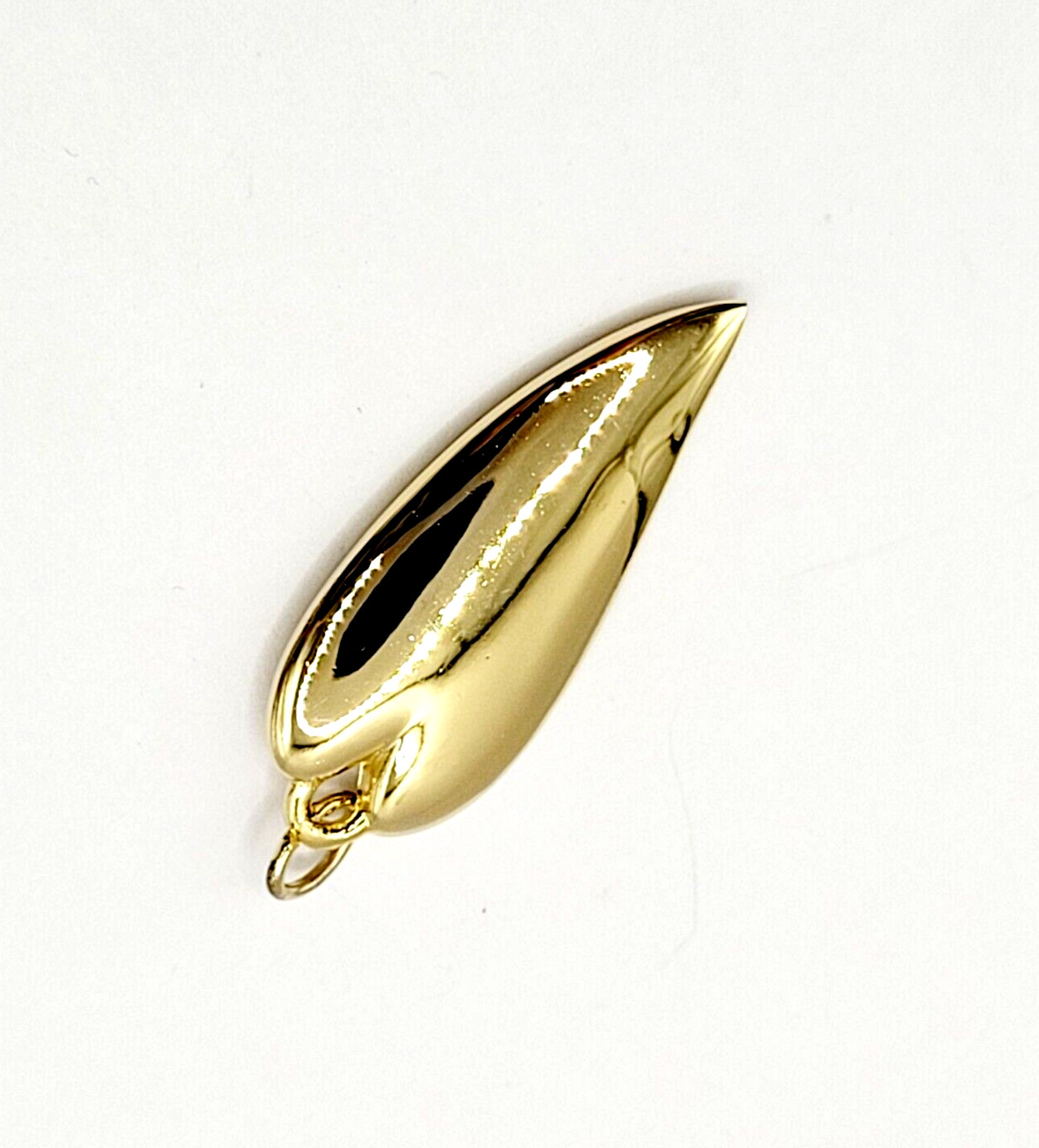 Modernist Heart Slim Curved Elongated Shape Light Puff Gold Tone Vintage Pendant