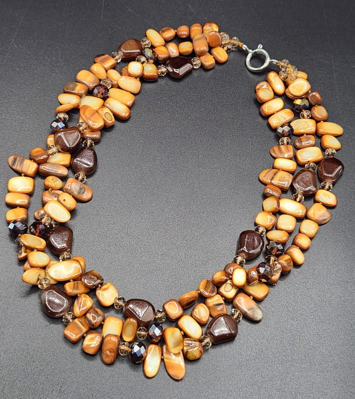Multistrand Shell Glass and Acrylic Beads Necklace