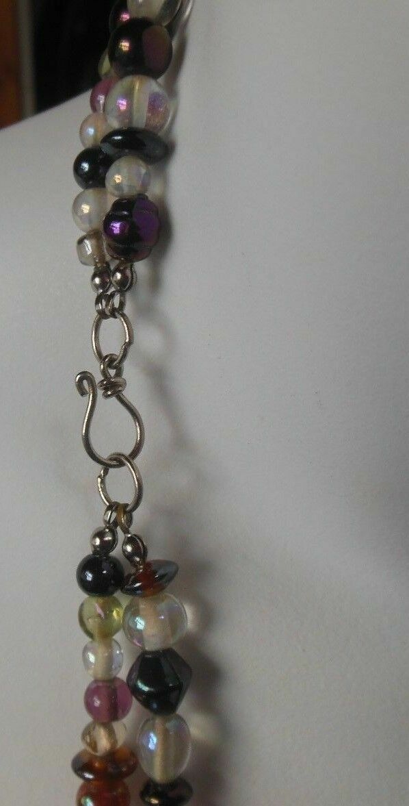 Vintage Double Strand Different Shapes Colorful Glass Hematite Bead Necklace