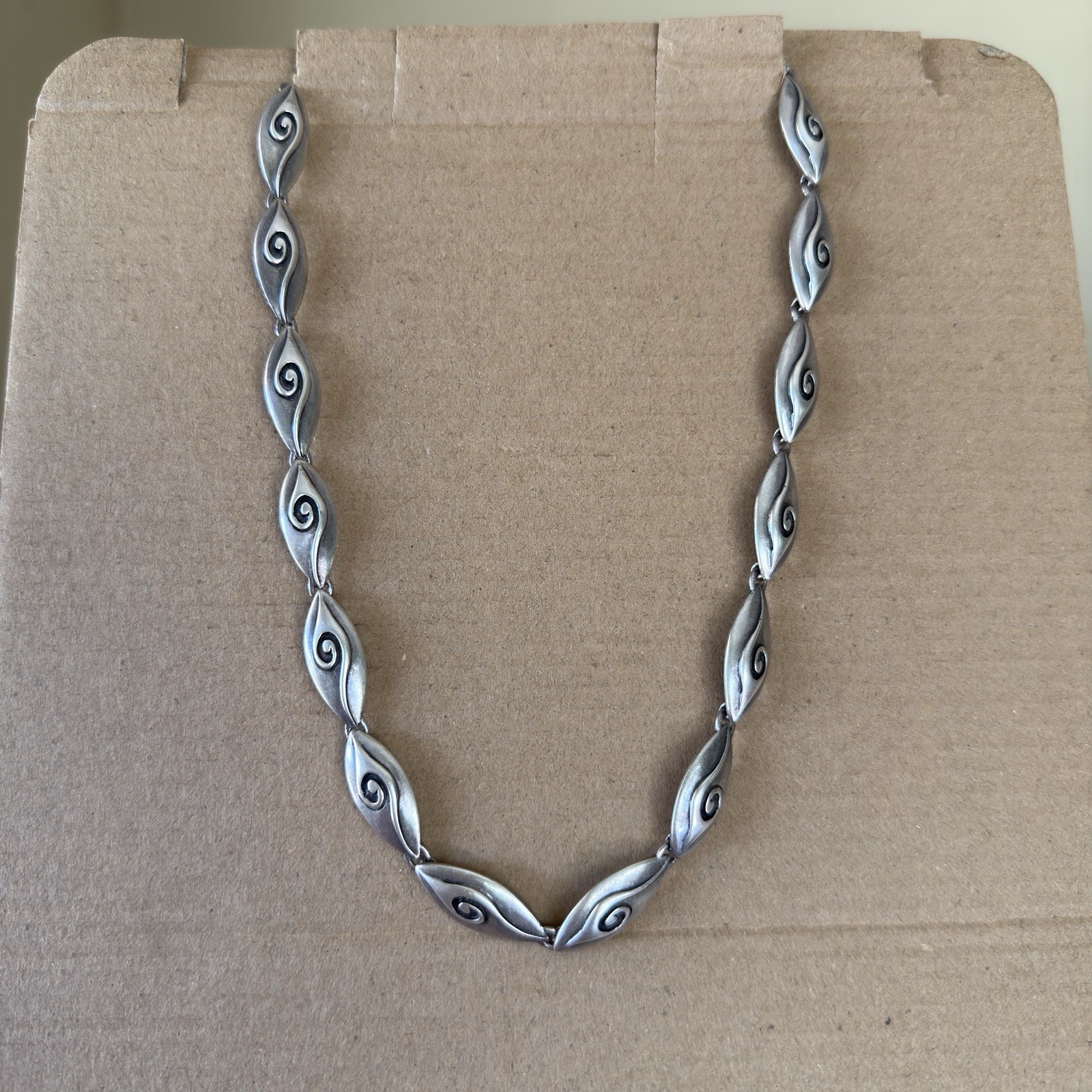 Vintage Sterling Silver 925 Articulated Spiral Link Necklace 40.66g 17.5”