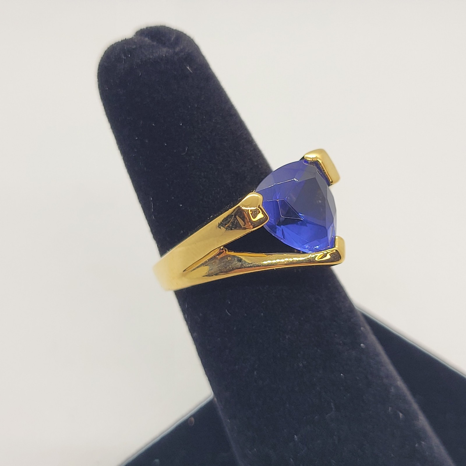 Vintage Sterling 925 Earrings Bracelet Ring Set Simulated Tanzanite Trillion Cut