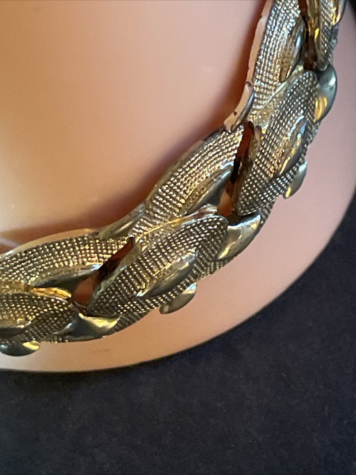 Vintage CORO Signed 1950’s Textured And Solid Gold Tone Panel Bracelet 7”
